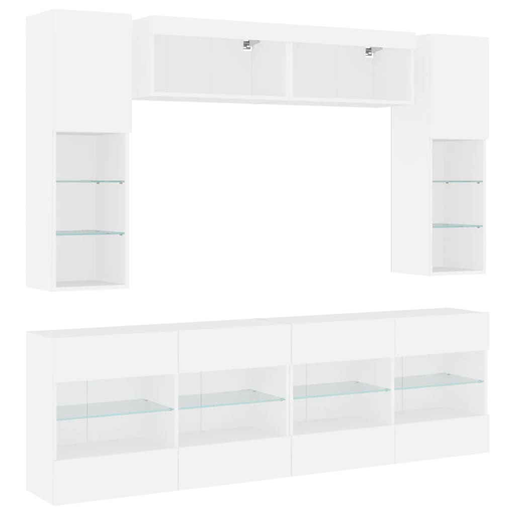 vidaXL 6-delige Tv-wandmeubelset met LED-verlichting wit