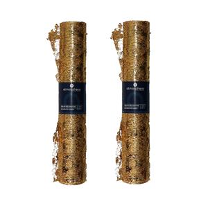 Feeric lights & Christmas Decoratie stof/tafelloper - 2x - goud -500 x 28 cm - polyester - kerstversiering - tafeldecoratie -