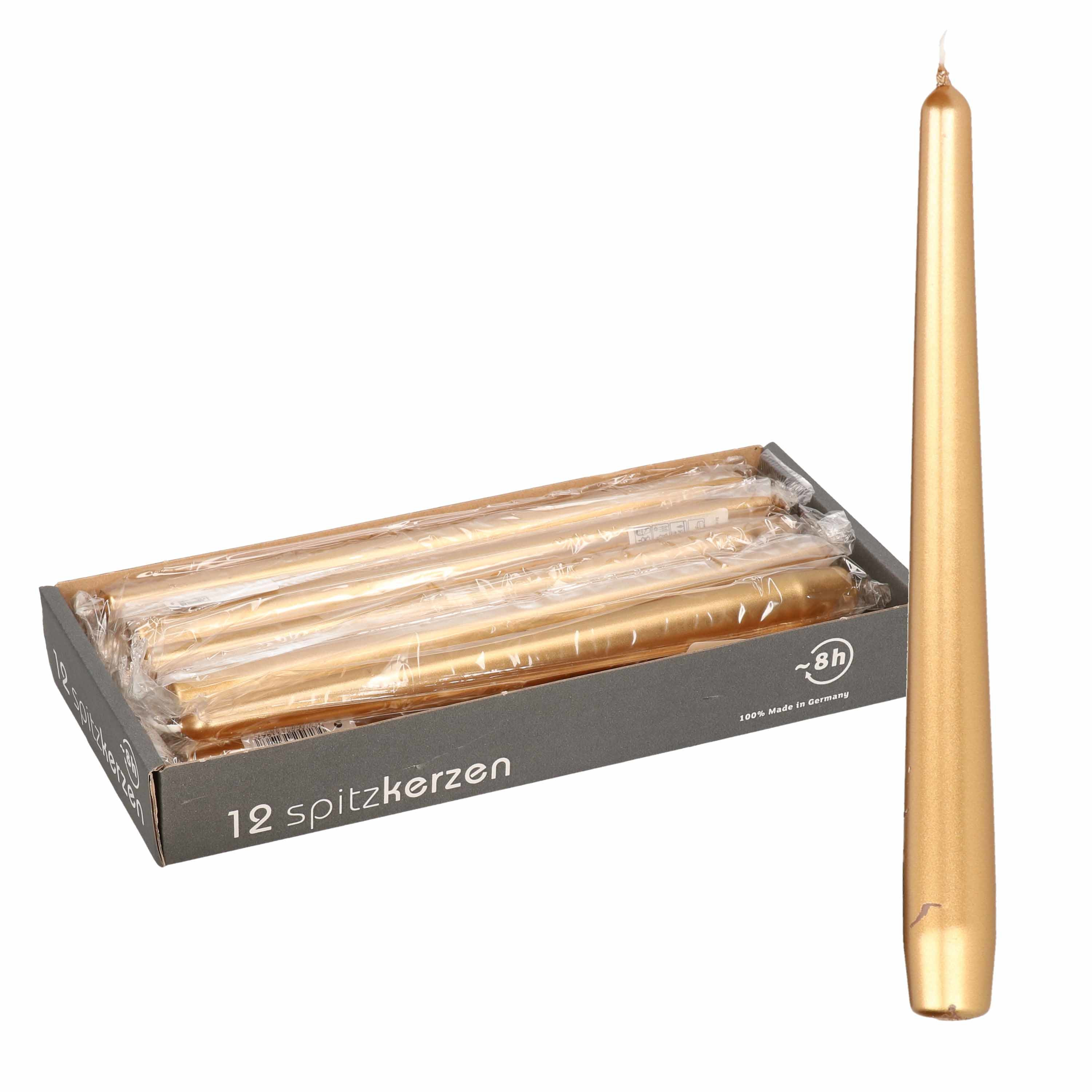 Enlightening Candles Dinerkaarsen - 48x stuks - metallic goud - 8 branduren - 25 cm - kandelaar kaar -