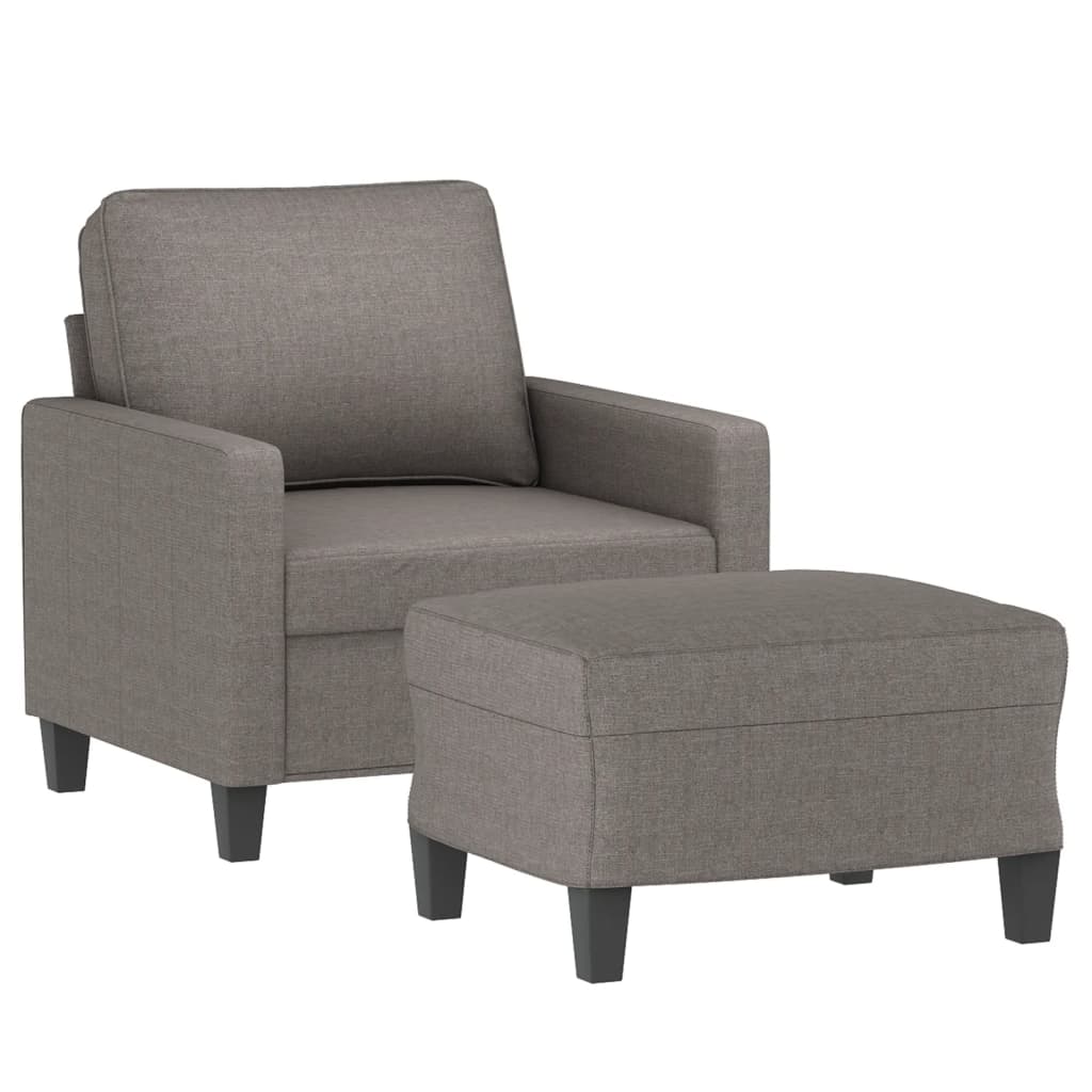 vidaXL Fauteuil met voetenbank 60 cm stof taupe