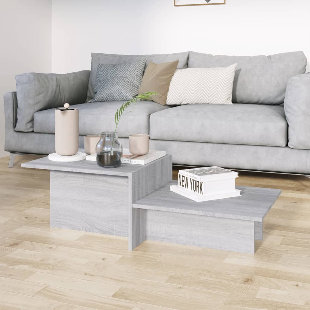 vidaXL Salontafel 111,5x50x33 cm bewerkt hout grijs sonoma eikenkleur