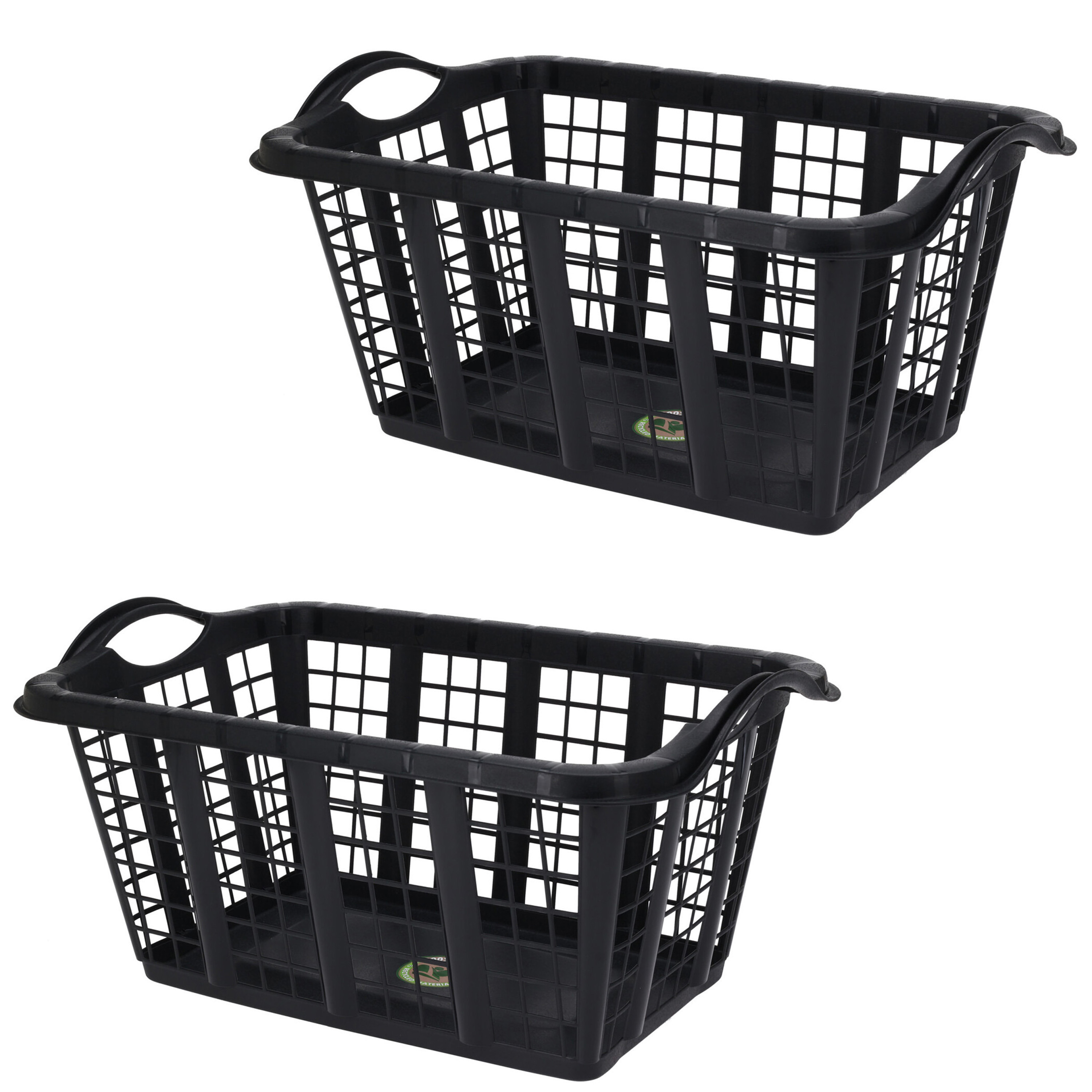 Storage Solutions wasmand met handvatten - 3x - zwart - liter - 60 x x 30 cm -