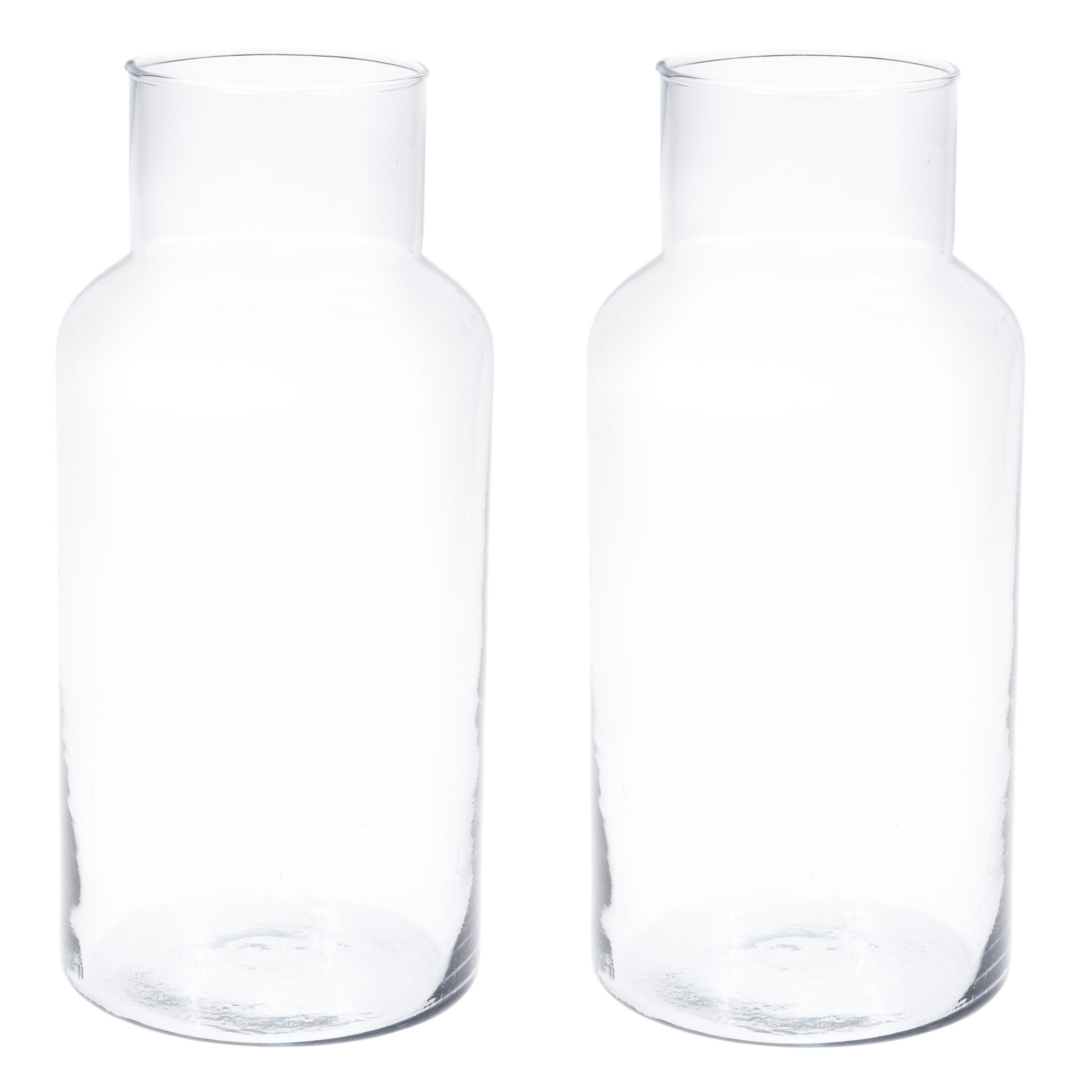 Bellatio flowers & plants 2x Glazen vaas/vazen 7 liter van 16 x 30 cm -