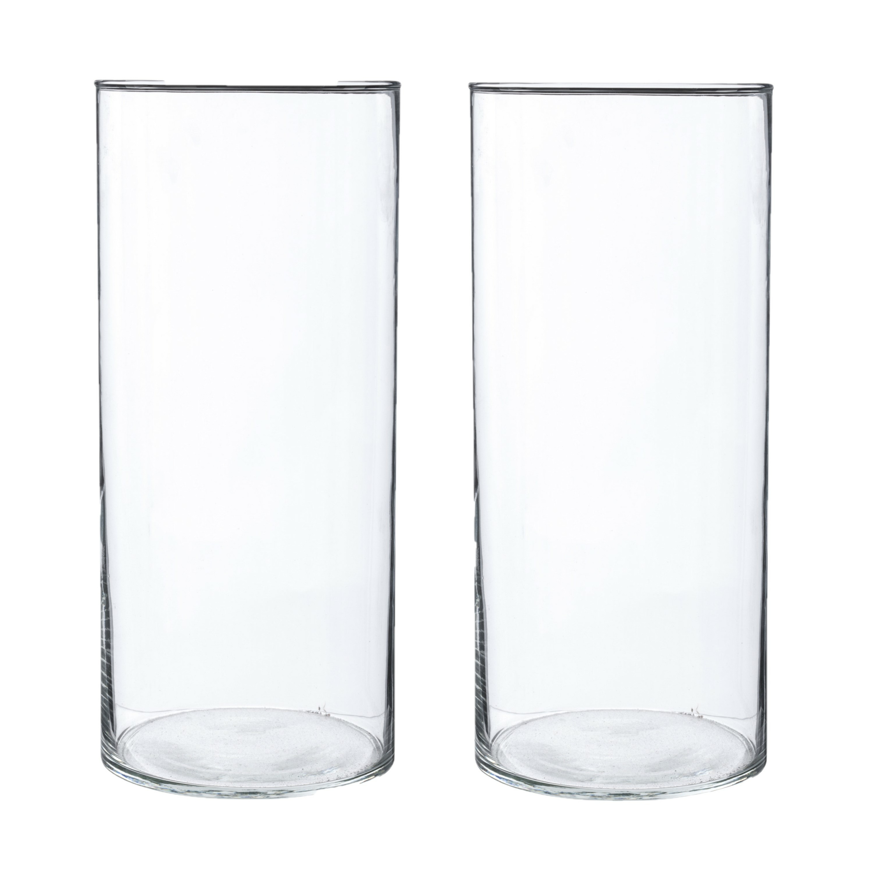 Atmosphera Bloemenvaas - 2x - cilinder vorm - transparant - glas - 13 x 30 cm -