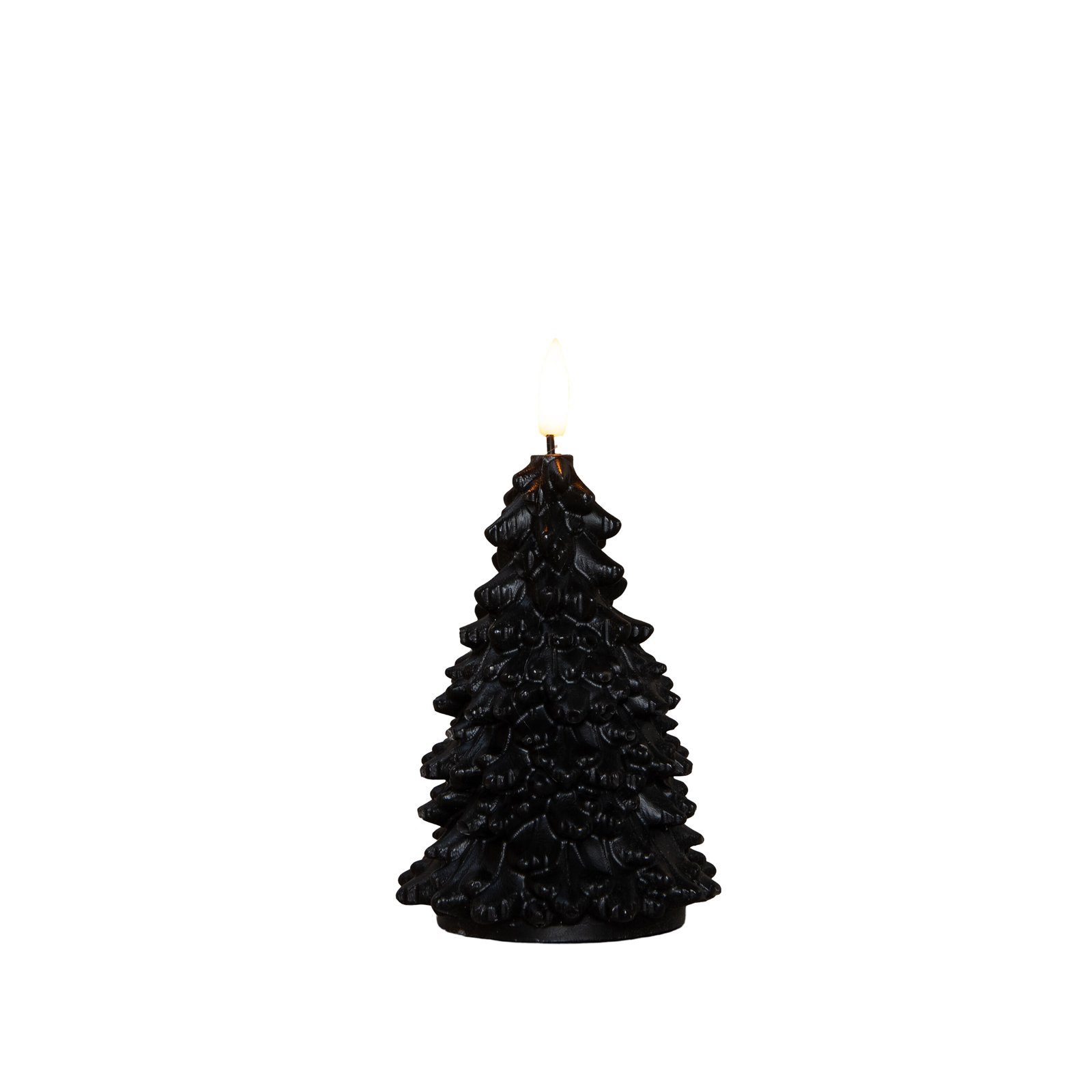 Annas collection Kaars kerstboom wax led 3d vlam op batterij met timer d8.5h15 cm zwart - 