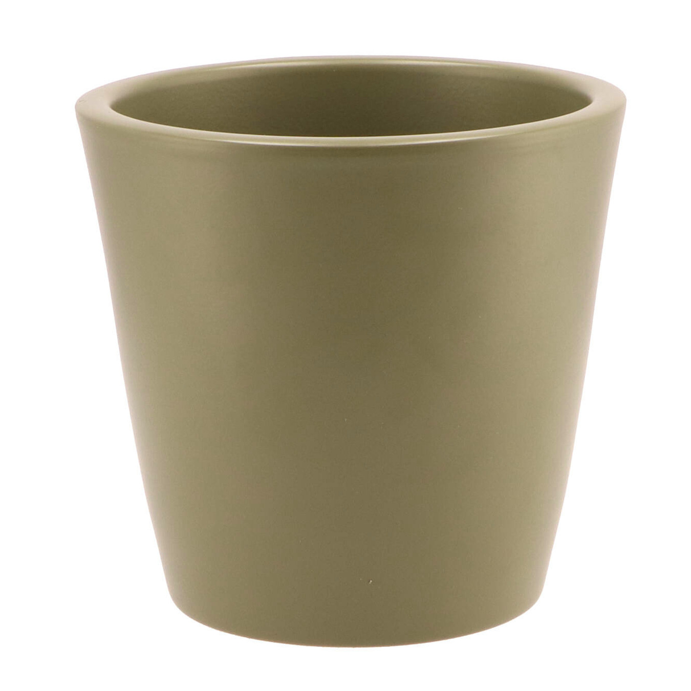 DK Design bloempot/plantenpot - Vinci - olijfgroen mat - voor kamerplant - D16 x H18 cm -