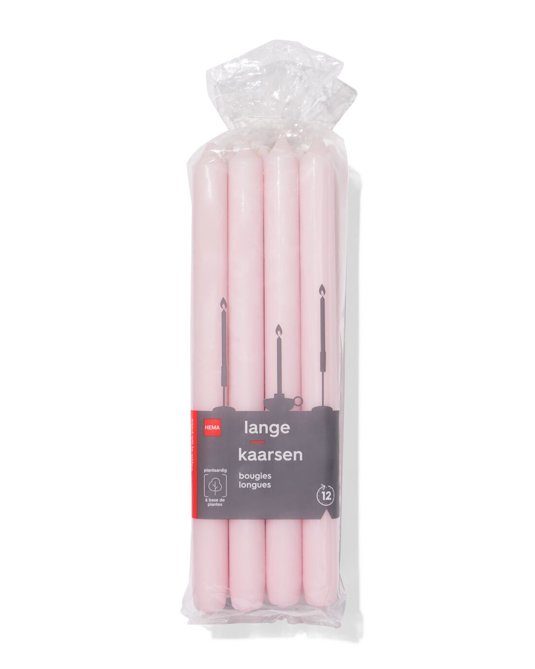 HEMA Lange Huishoudkaars Ø2.2x29cm Lichtroze - 12 Stuks (lichtroze)