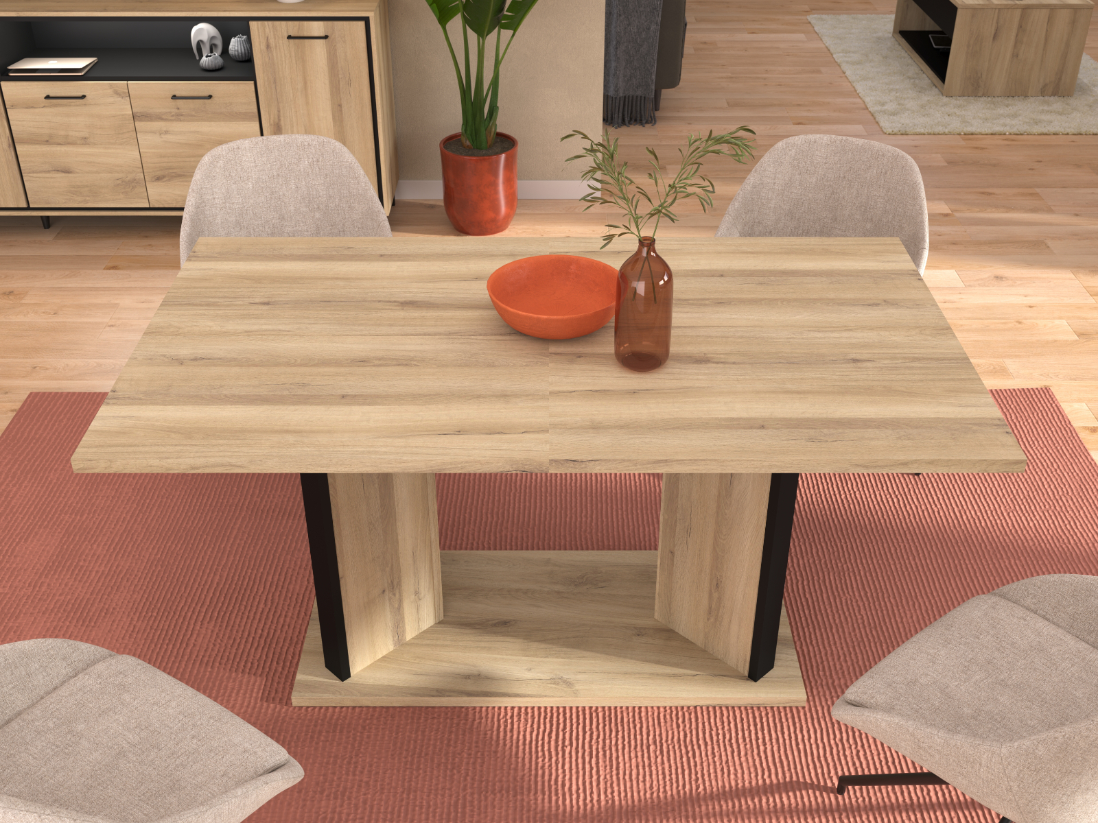 Mobistoxx Verlengbare eettafel OSTEO 160>200 kronberg eik/zwart