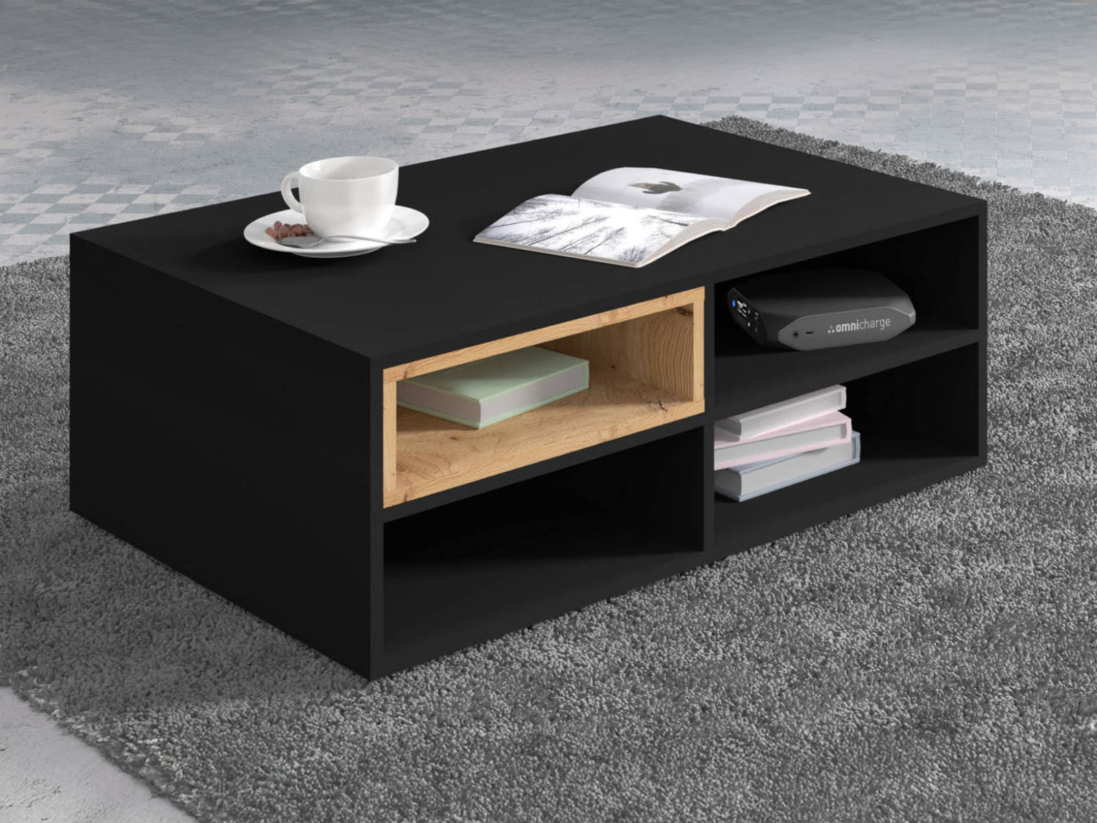 Mobistoxx Salontafel ANITA 94 cm zwart/artisan eik