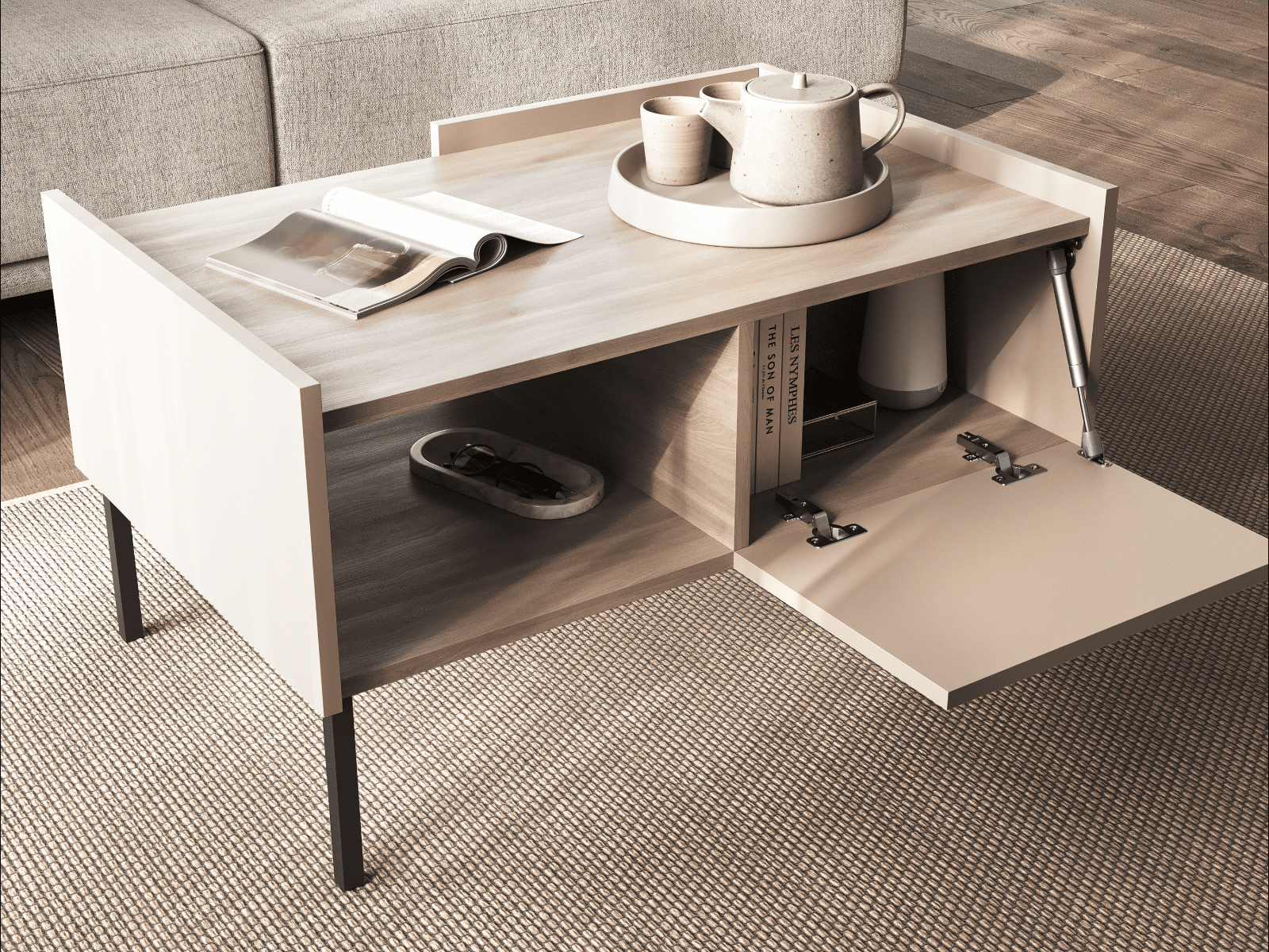 Mobistoxx Salontafel JULIE 90 cm acacia/kasjmier