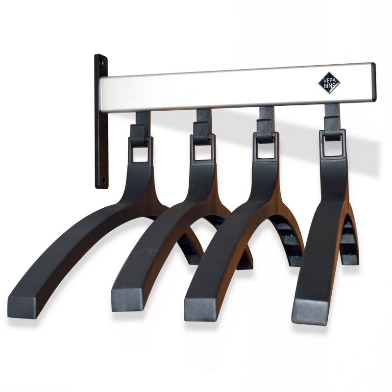 Basic Pro-line wandgarderobe met 4 kledinghangers - grijs/zwart