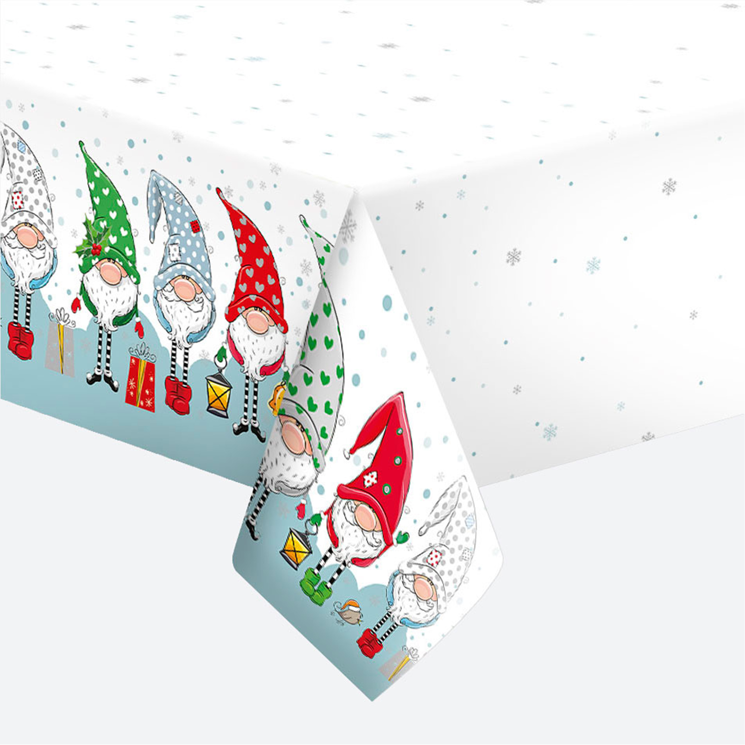 Daisy Kerst tafelkleed - 120 x 180 cm - papier - kabouter/gnome print - tafellaken -