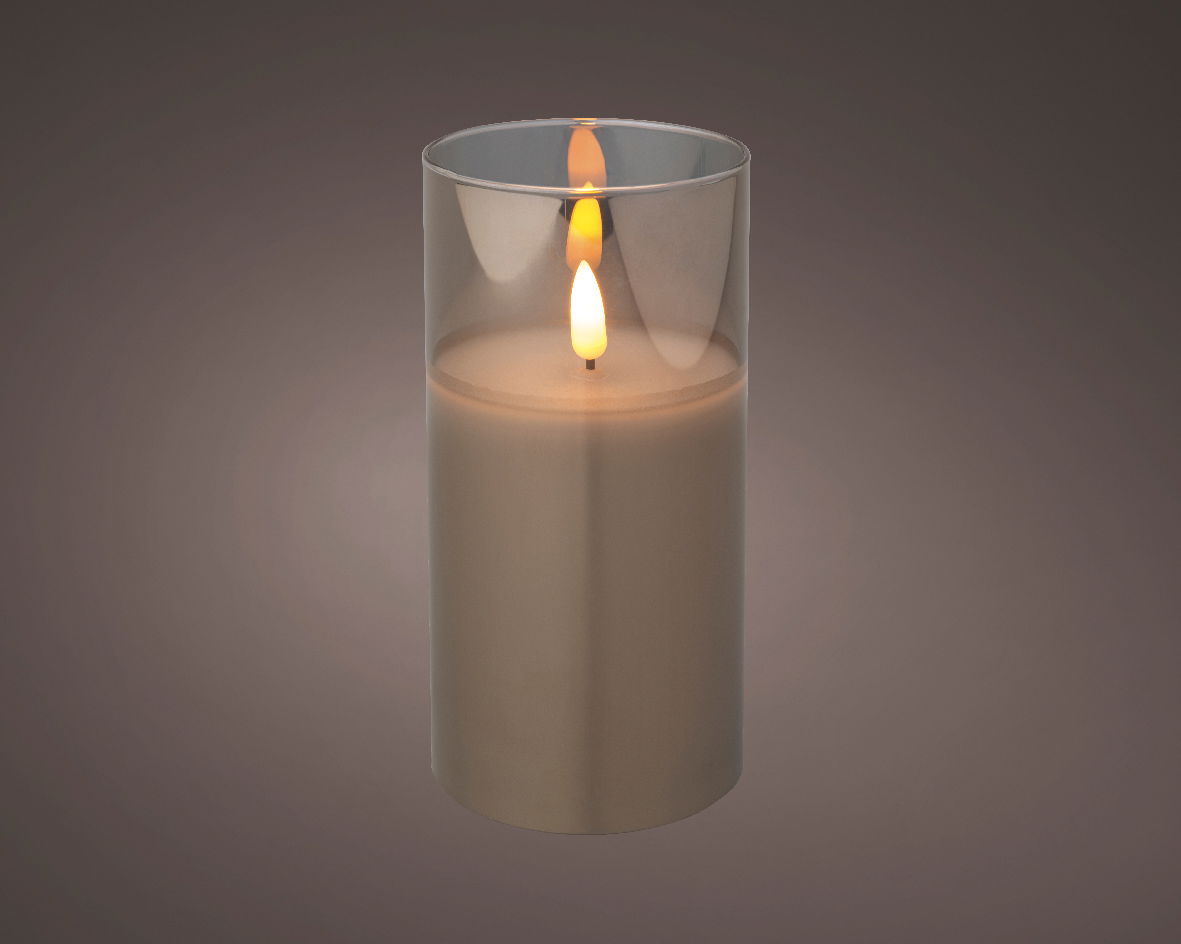 Lumineo Kaars d7.5h15cm-1l rookgrijs kerst - 