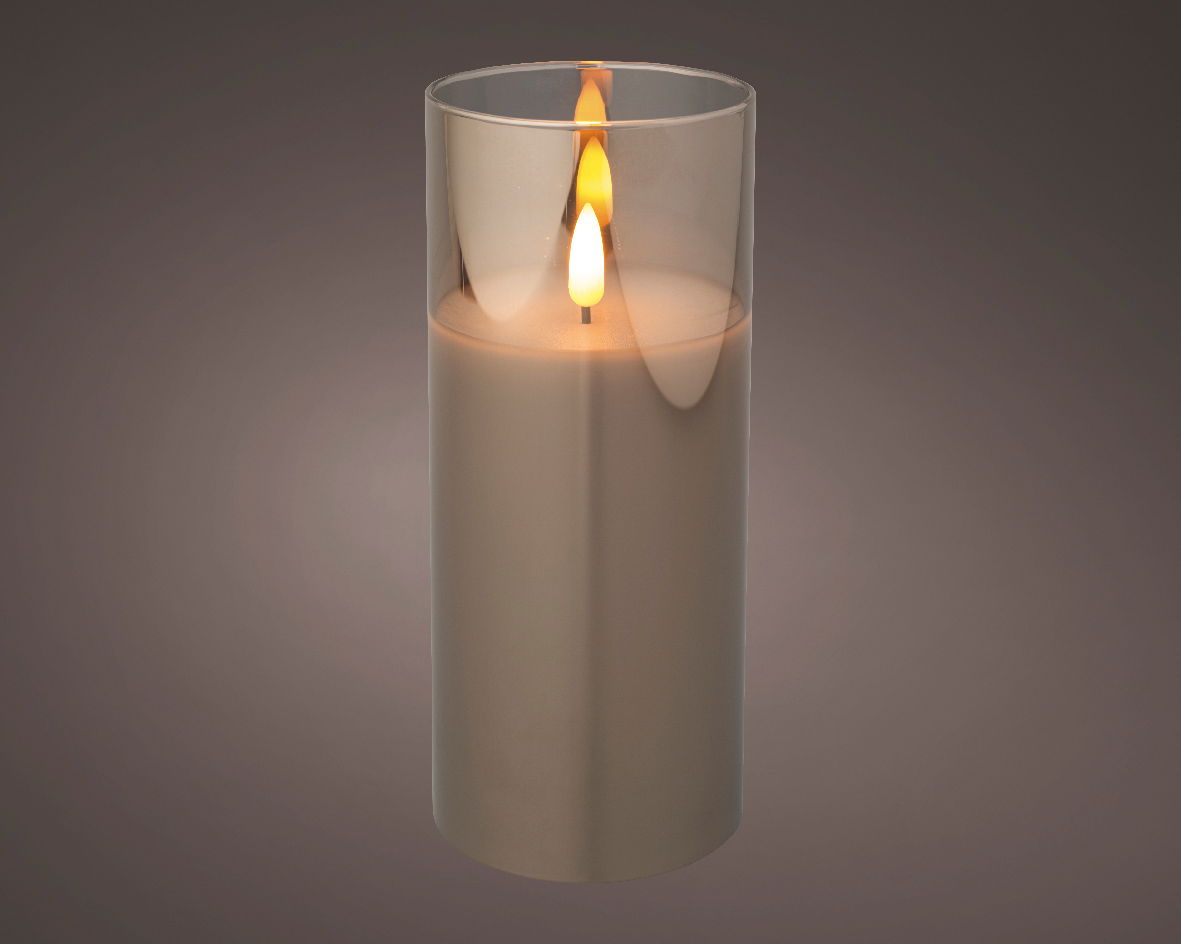 Lumineo Kaars d7.5h17.5cm-1l rookgrijs kerst - 