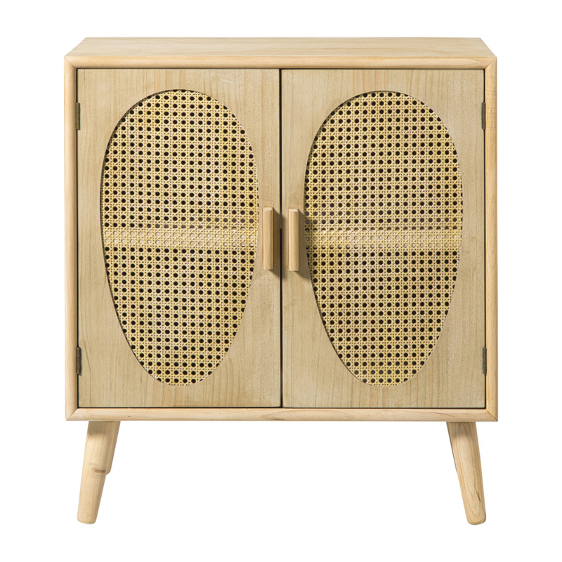 Xenos Kast Flores met ovalen vlakken - bruin - 78x70x37.5 cm