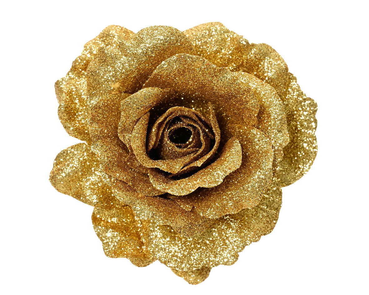 Everlands Roos polyester d12h7 cm goud - 