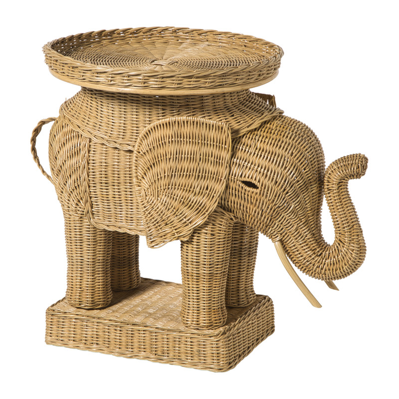 Xenos Bijzettafel olifant - rotan - 65x55x45 cm
