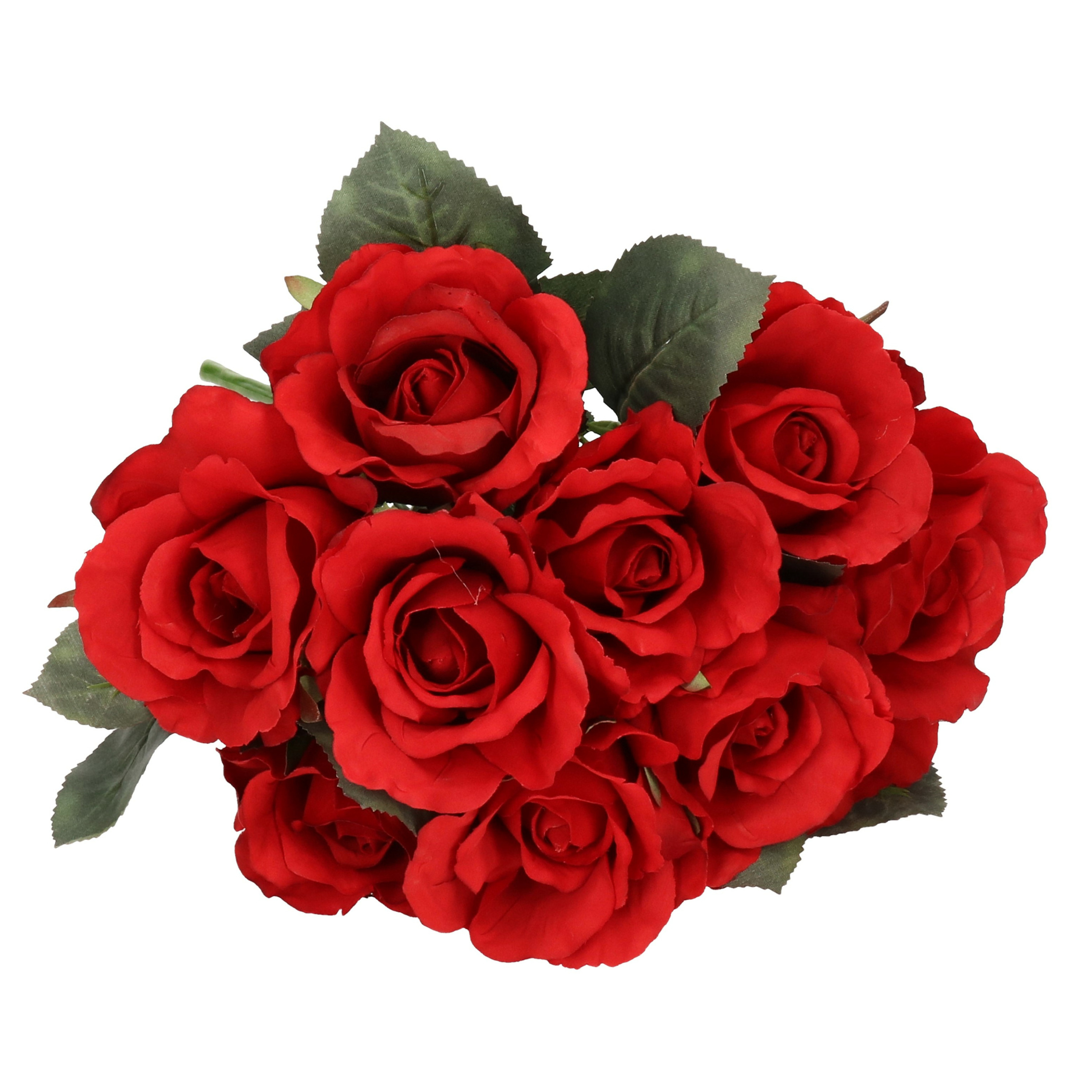 Top Art Kunstbloem Roos Alice - 10x - 30 cm - rood - kunststof - luxe - kunstbloemen - decoratie -