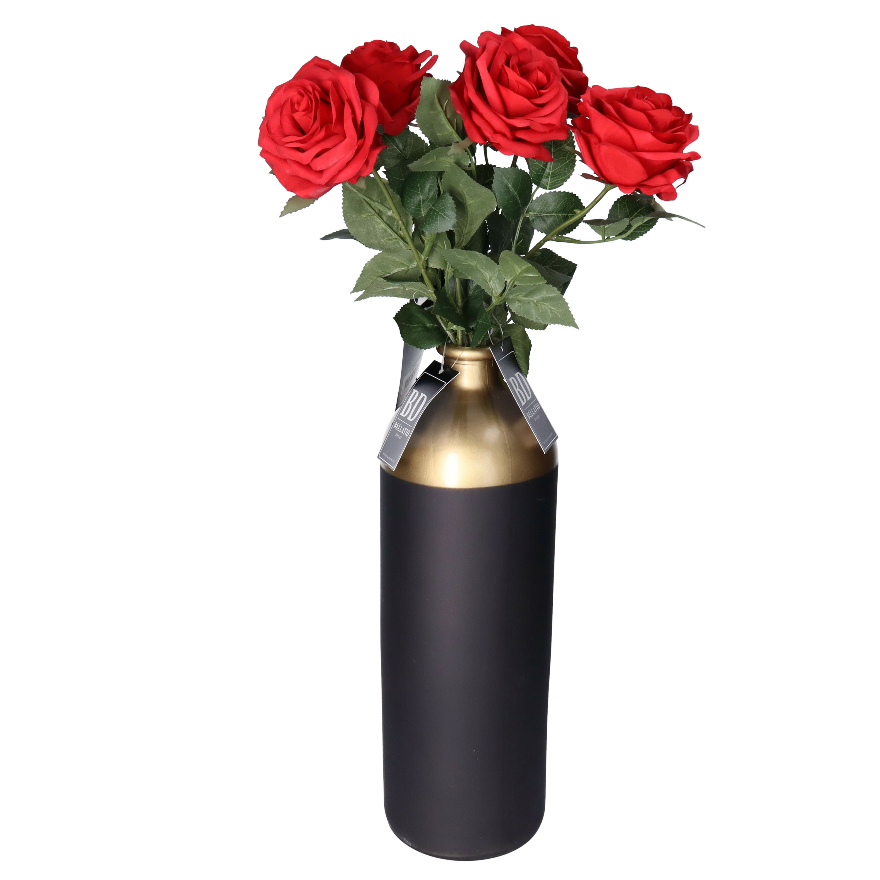 Bellatio Design Kunstbloem Roos Dijon - 8x - 64 cm - rood - zijde - kunstbloemen -