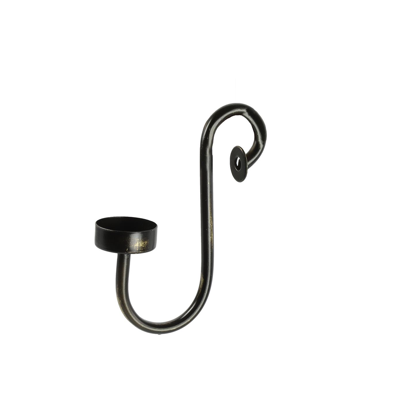 Countryfield Theelichthouder haak zwart 12x4x17cm