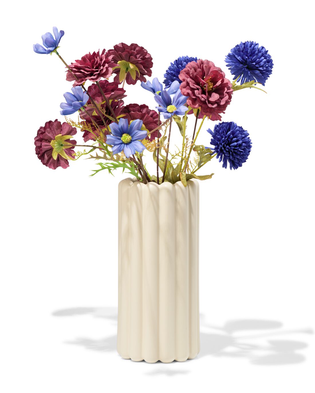 HEMA Vaas 28cm keramiek ribbel wit (wit)