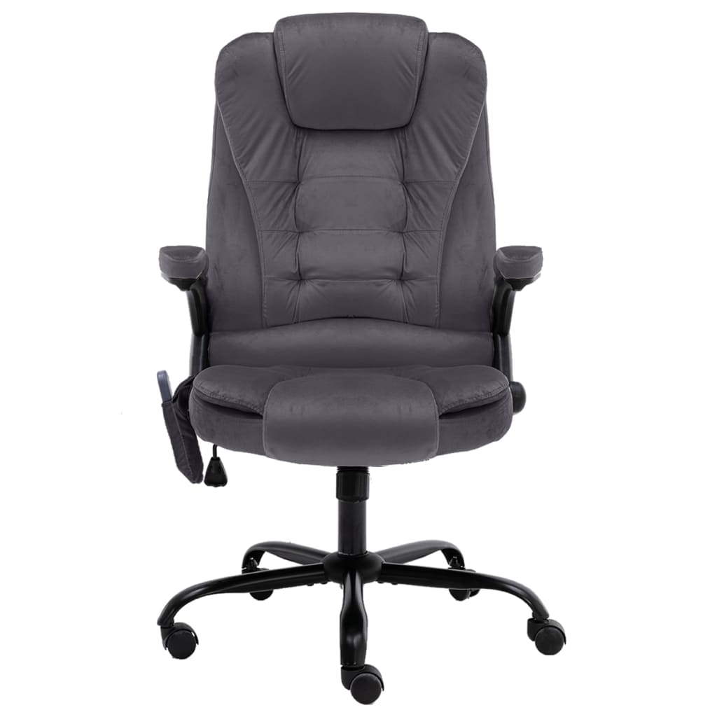 vidaXL Massagekantoorstoel fluweel donkergrijs