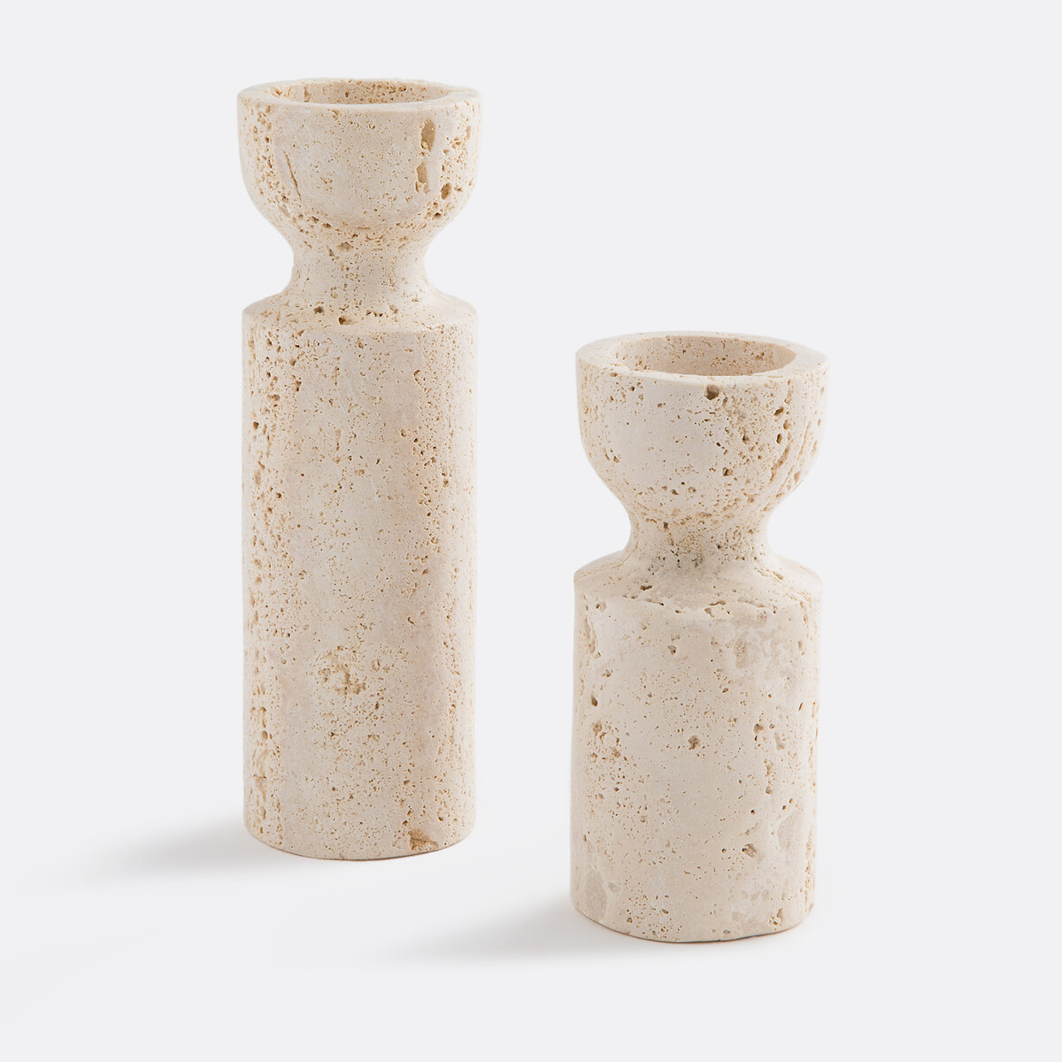 LA REDOUTE INTERIEURS Set van 2 kandelaars in travertin, Rumia