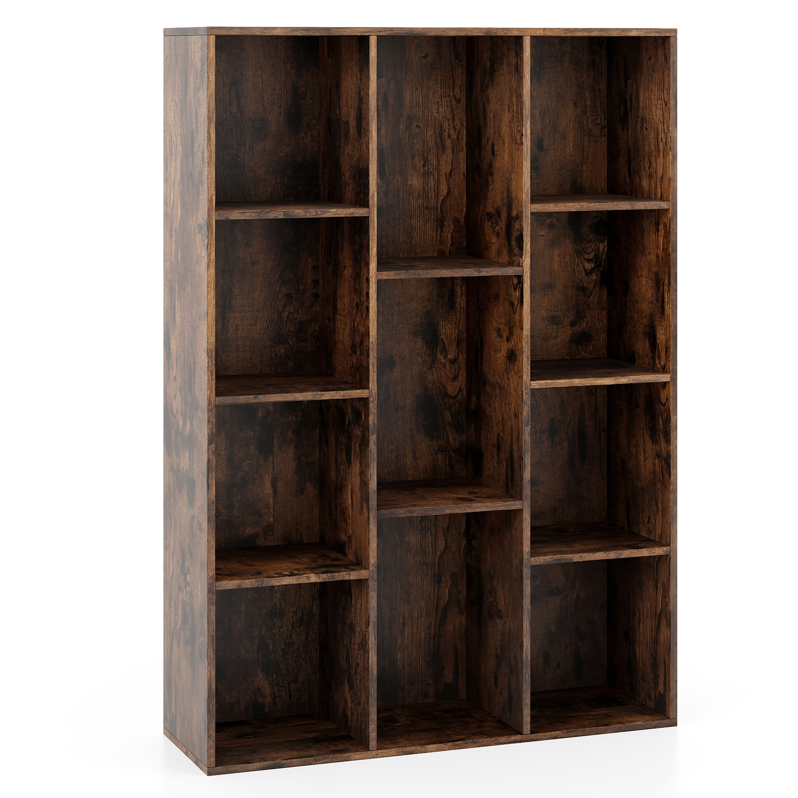 Costway Boekenkast met 11 Vakken Boekenkast Bureau rek Cube rek 74 x 24 x 106 cm Koffie