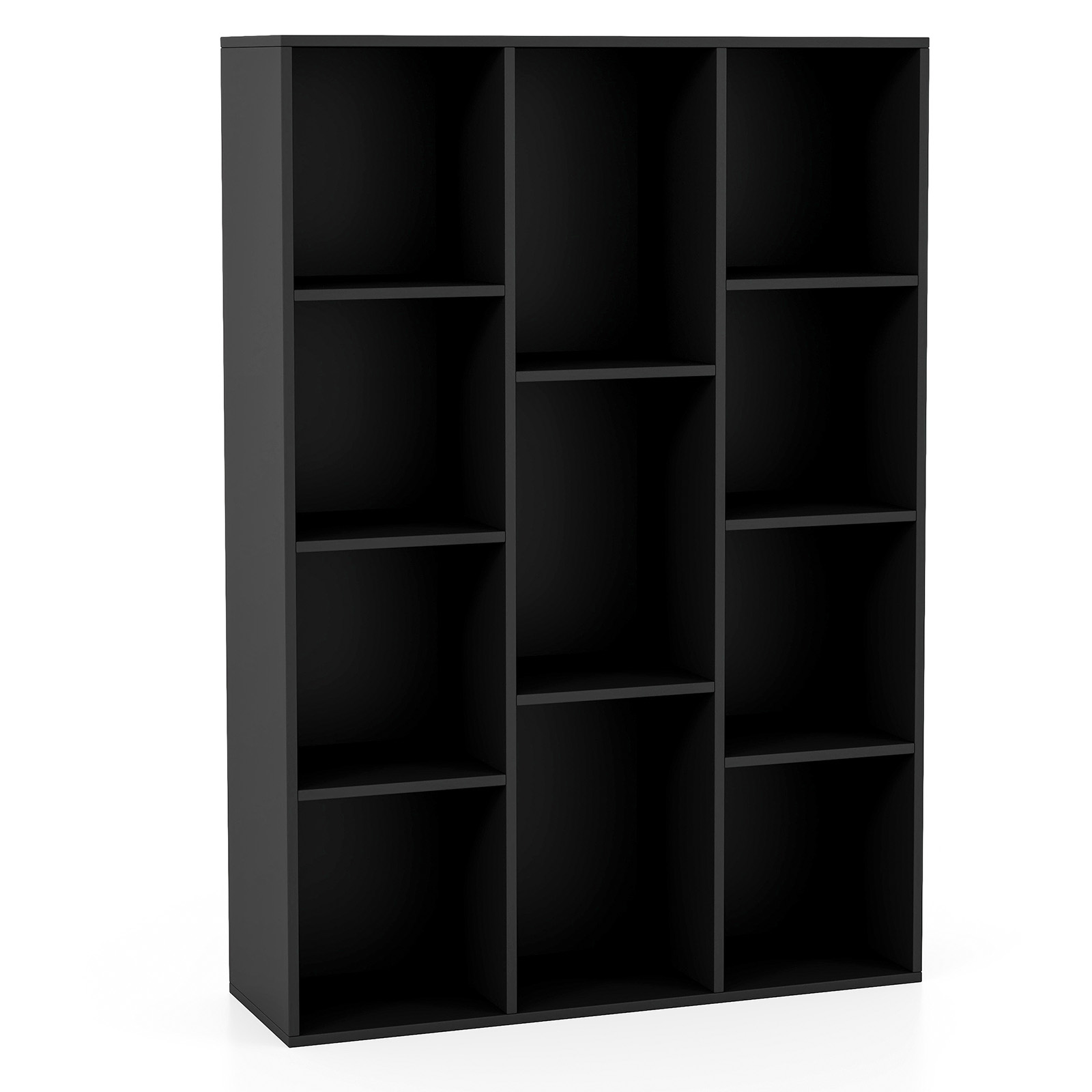 Costway Boekenkast met 11 Vakken Boekenkast Kantoorrek Cube Rek 74 x 24 x 106 cm Zwart