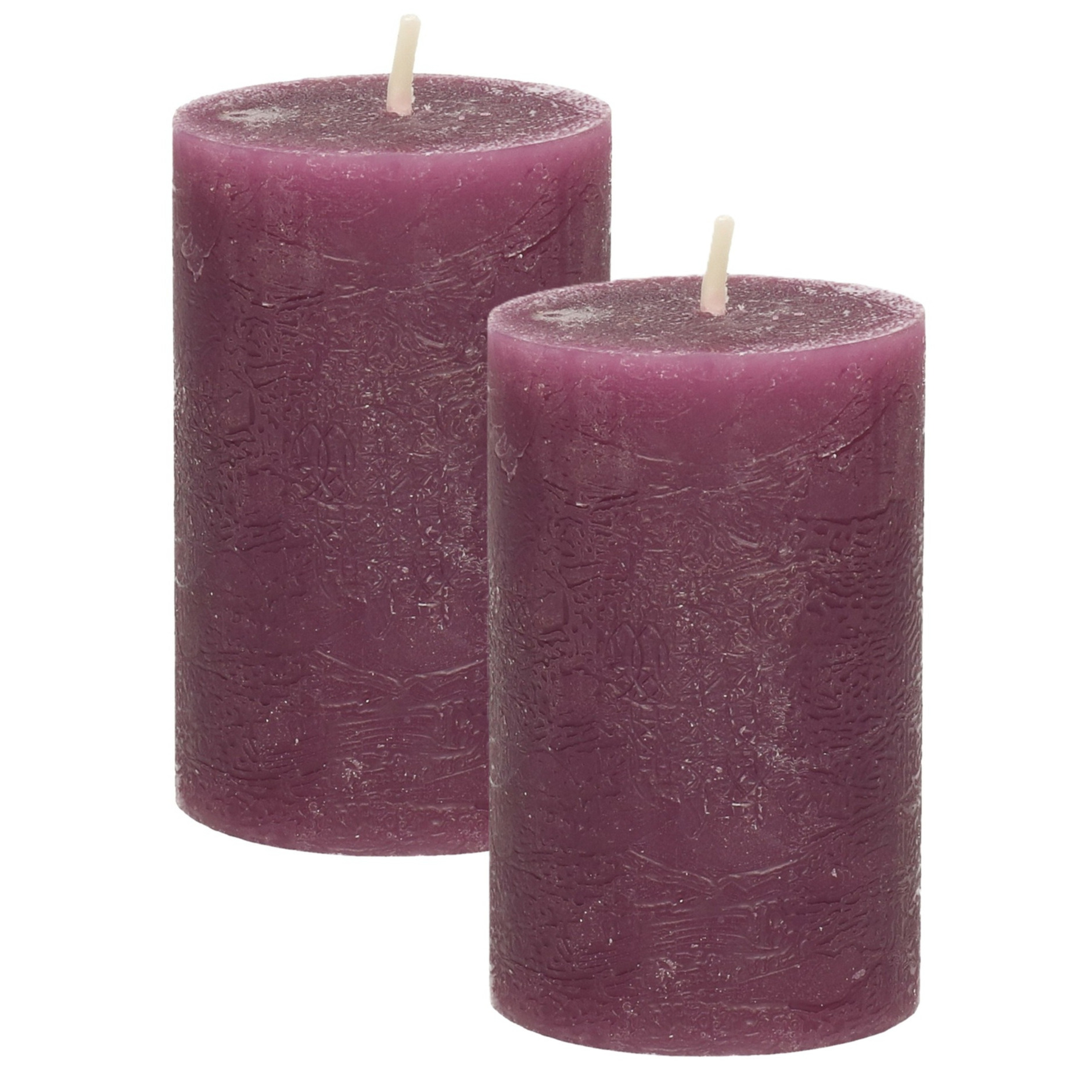 Atmosphera Stompkaars - 2x - bordeaux rood - 5 x 8 cm - klein rustiek model - cilinderkaars - kaars -