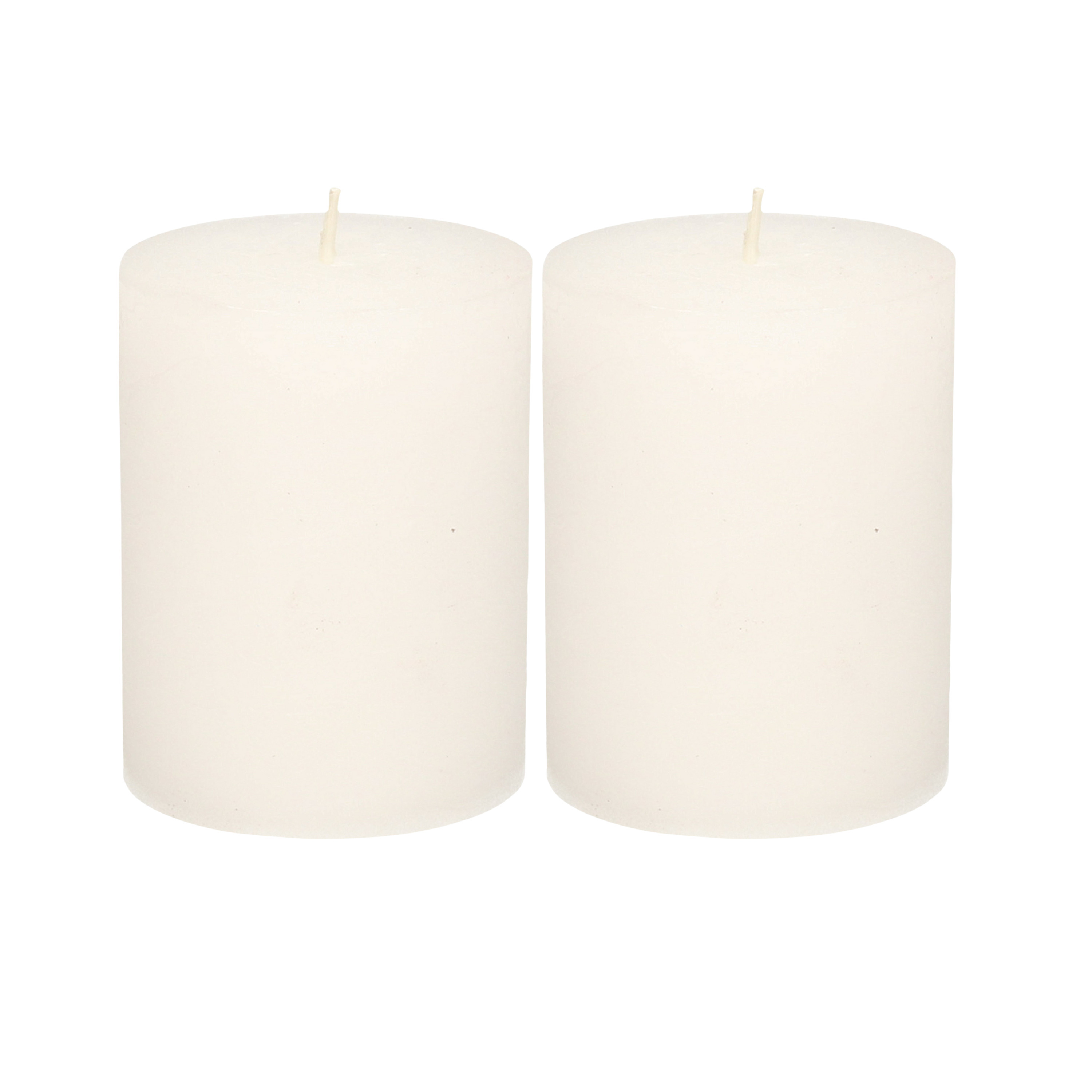 Atmosphera Stompkaars - 2x - wit - 7 x 9 cm - middel rustiek model - cilinderkaars - kaars -