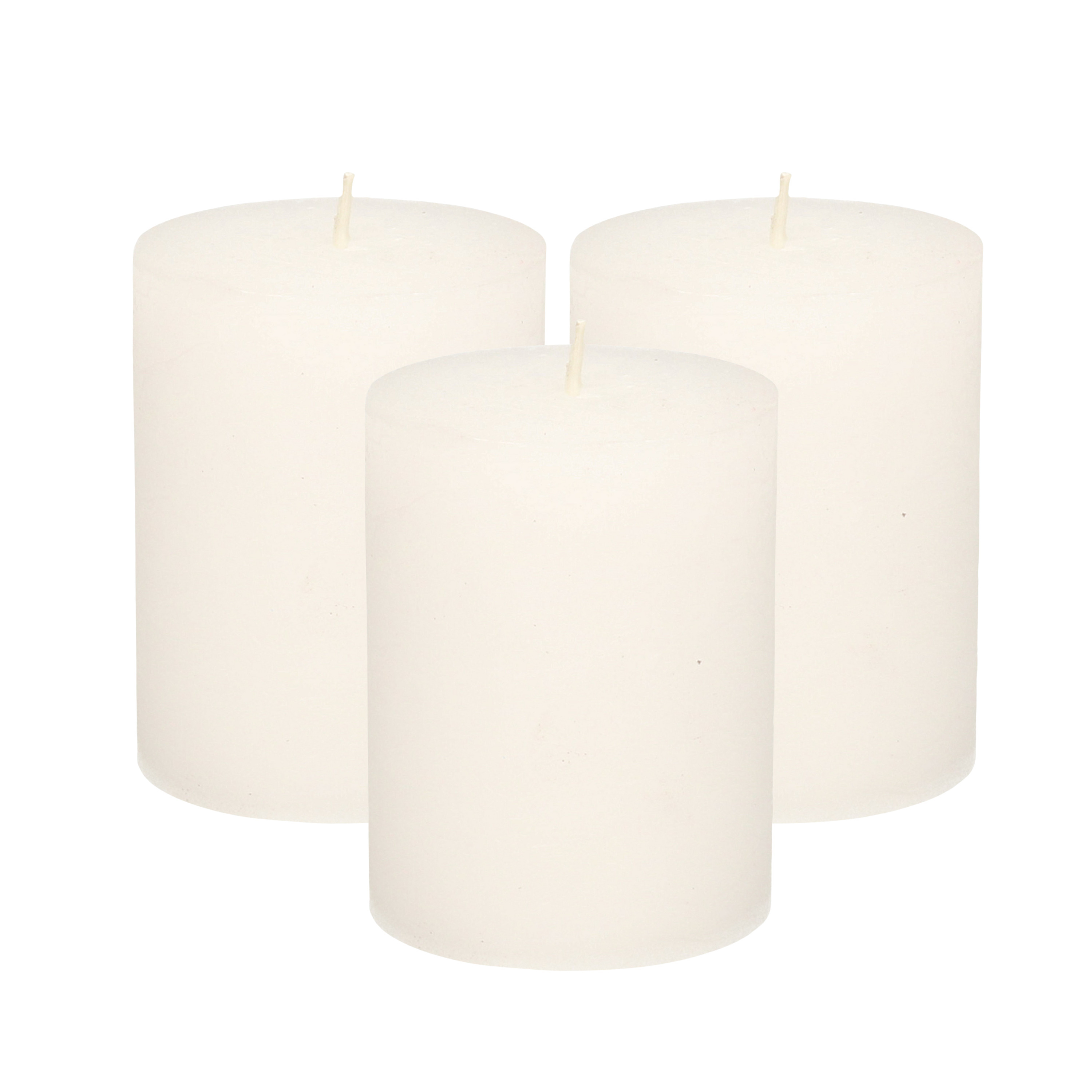 Atmosphera Stompkaars - 3x - wit - 7 x 9 cm - middel rustiek model - cilinderkaars - kaars -