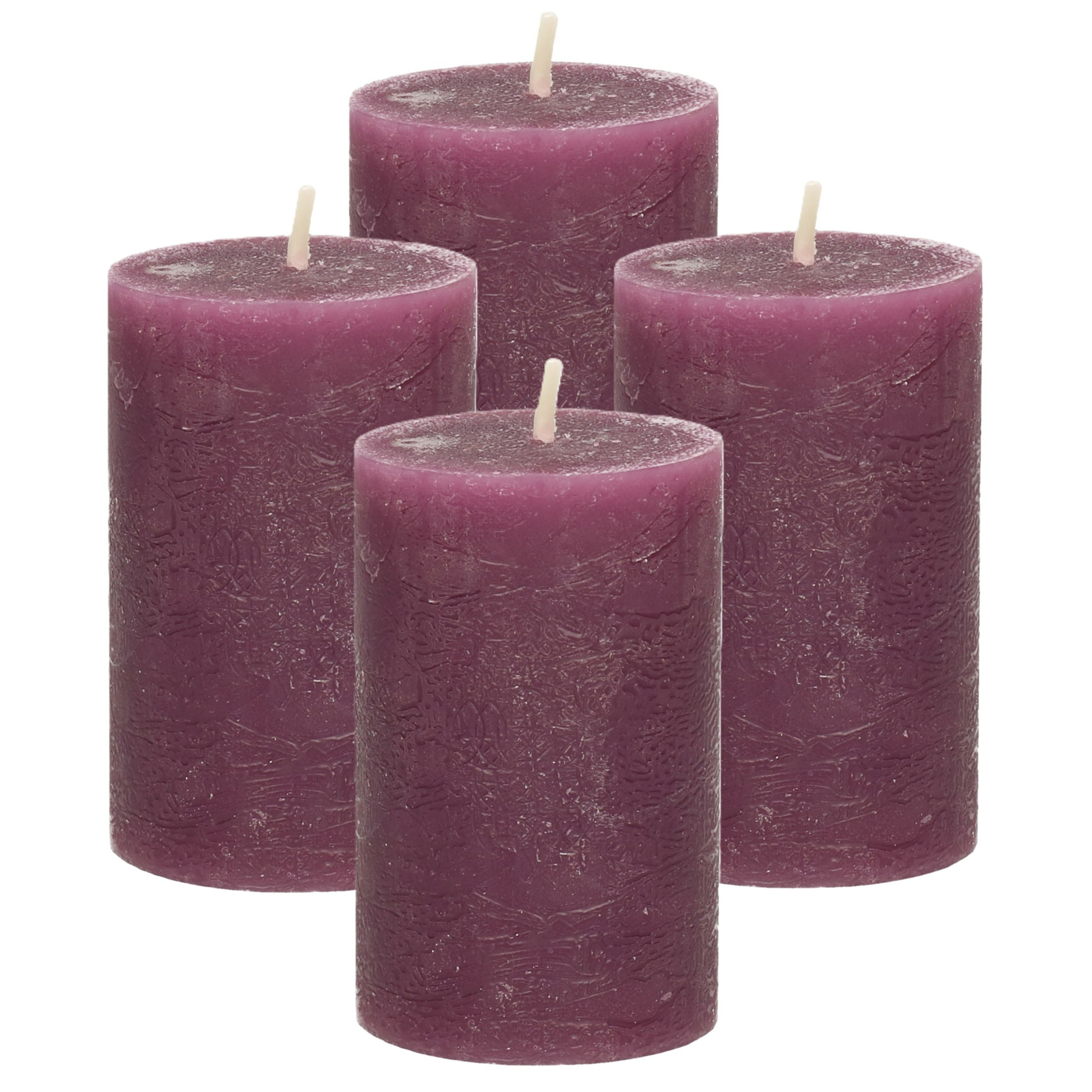 Atmosphera Stompkaars - 4x - bordeaux rood - 5 x 8 cm - klein rustiek model - cilinderkaars - kaars -