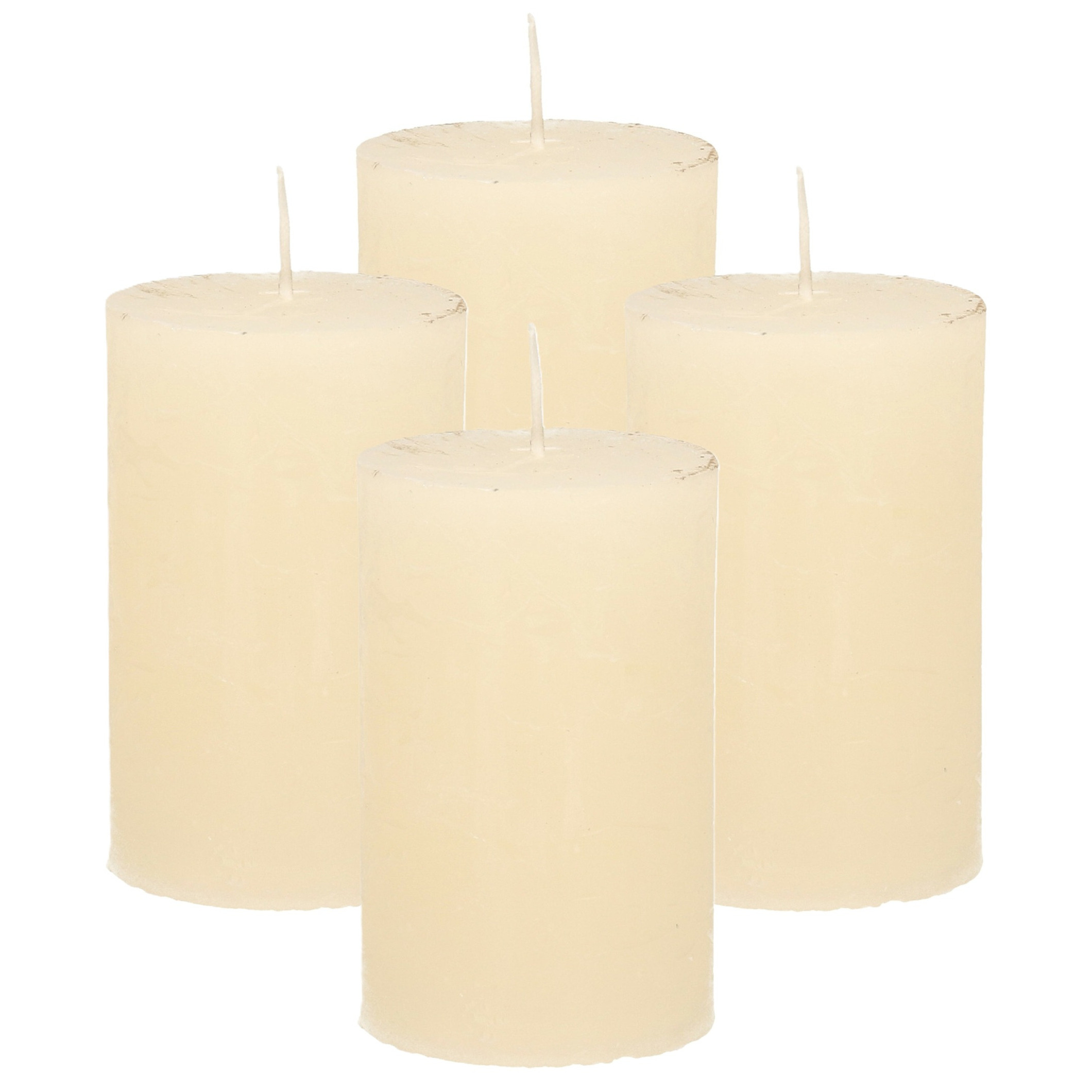 Atmosphera Stompkaars - 4x - ivoor wit - 5 x 8 cm - klein rustiek model - cilinderkaars - kaars -