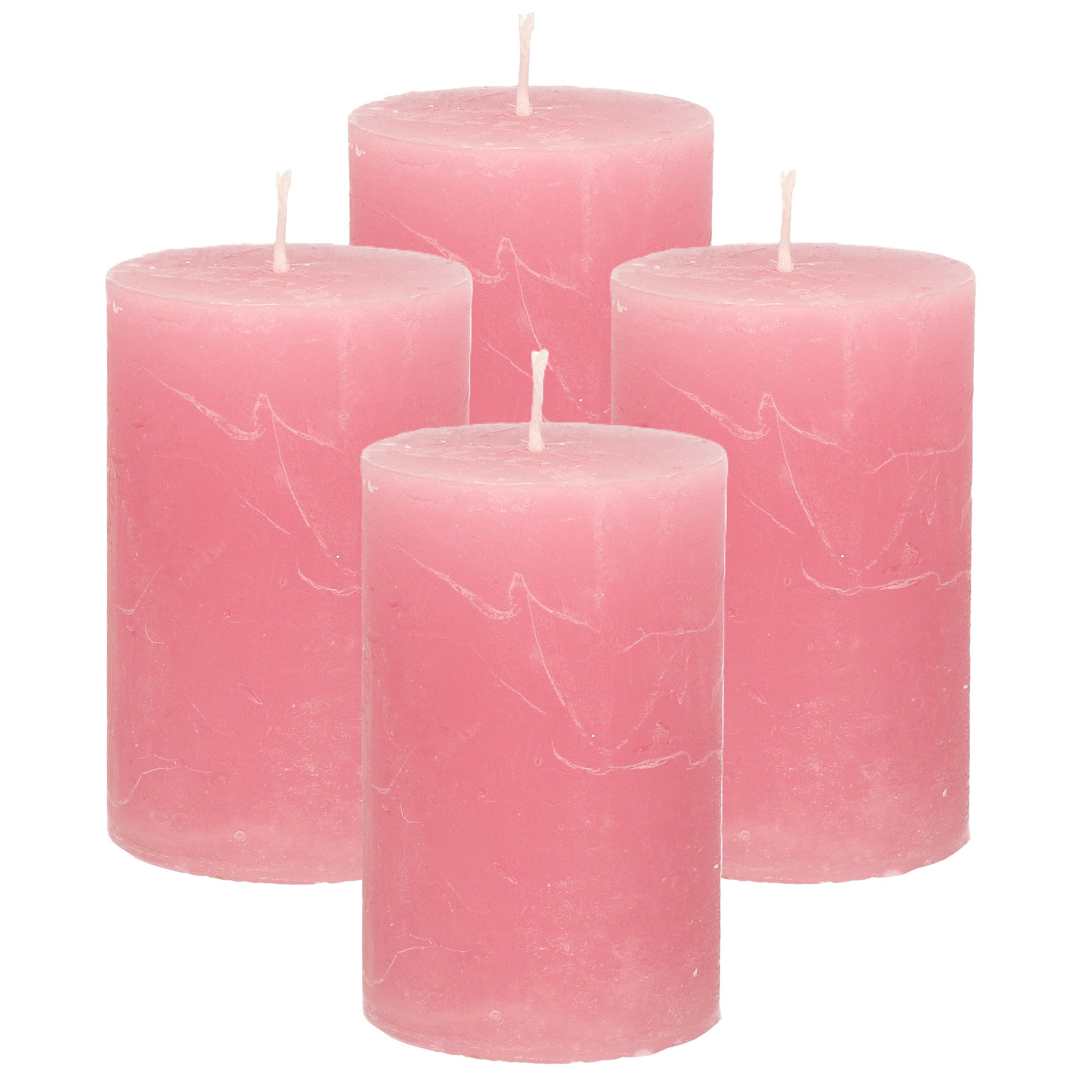 Atmosphera Stompkaars - 4x - oudroze - 5 x 8 cm - klein rustiek model - cilinderkaars - kaars -