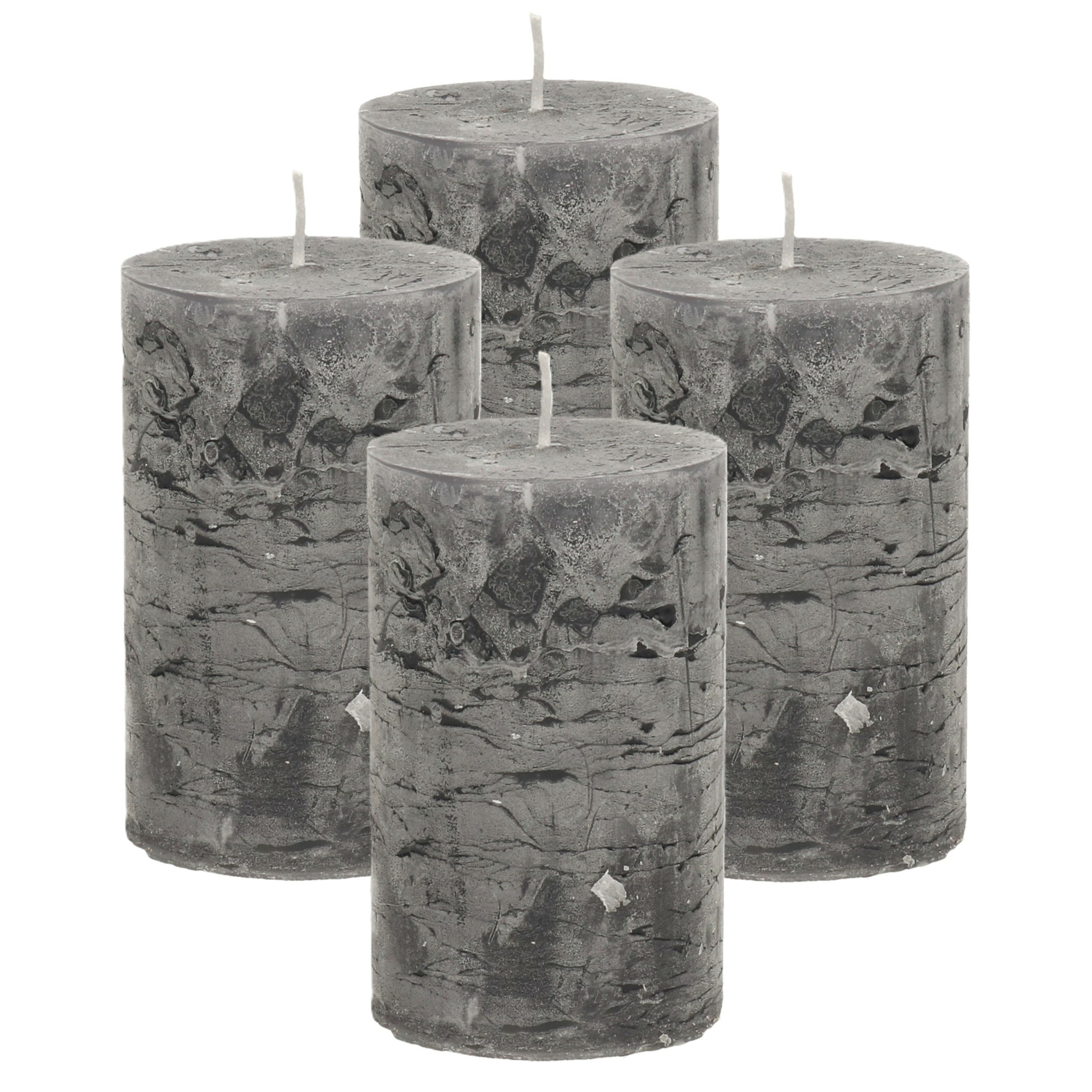 Atmosphera Stompkaars/cilinderkaars - 4x - antraciet - 5 x 8 cm - klein rustiek model -