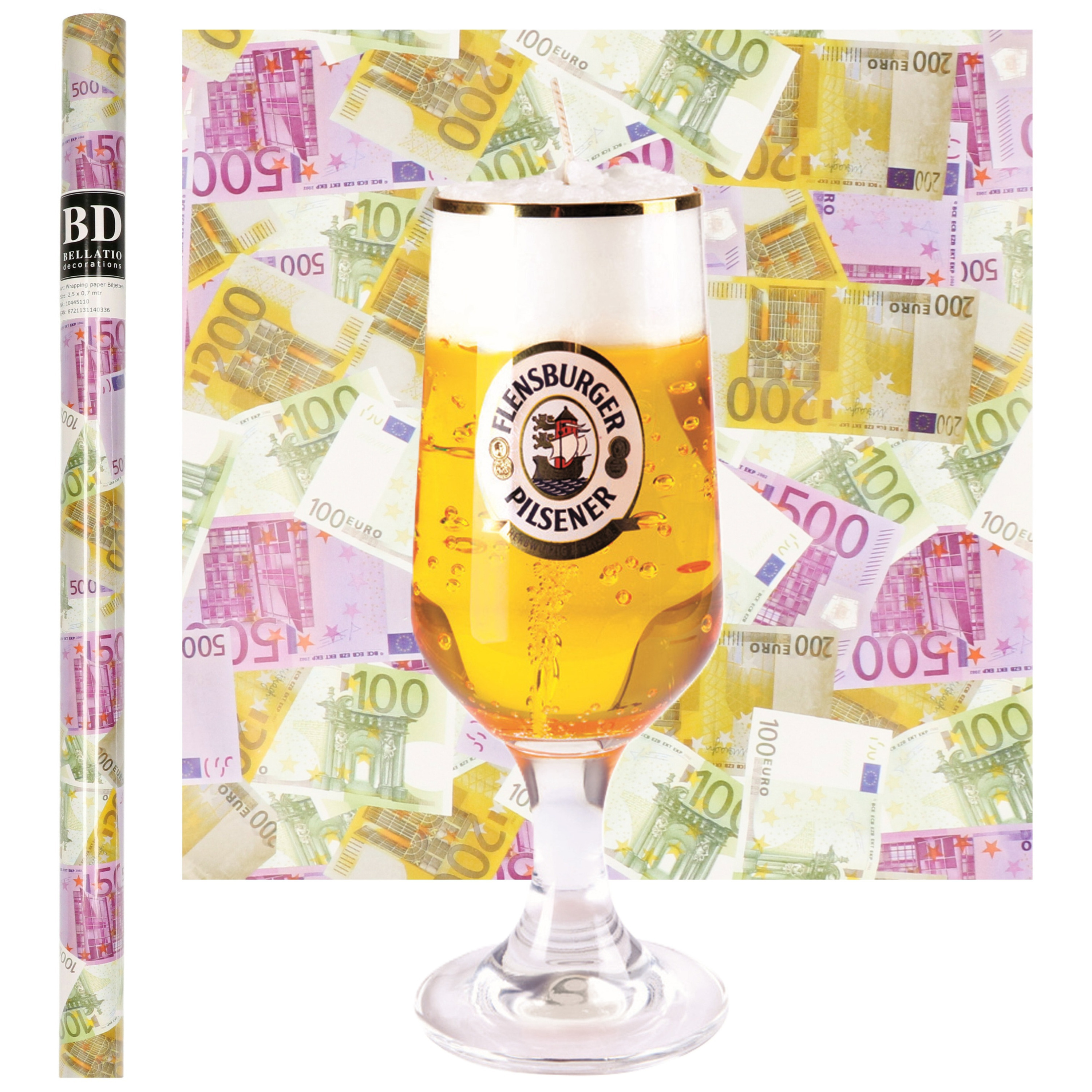 Merkloos Bier Kaars - Duits Bier - H20 cm met Euro Geld Cadeauppier - cadeau vaderdag - opa - oom -