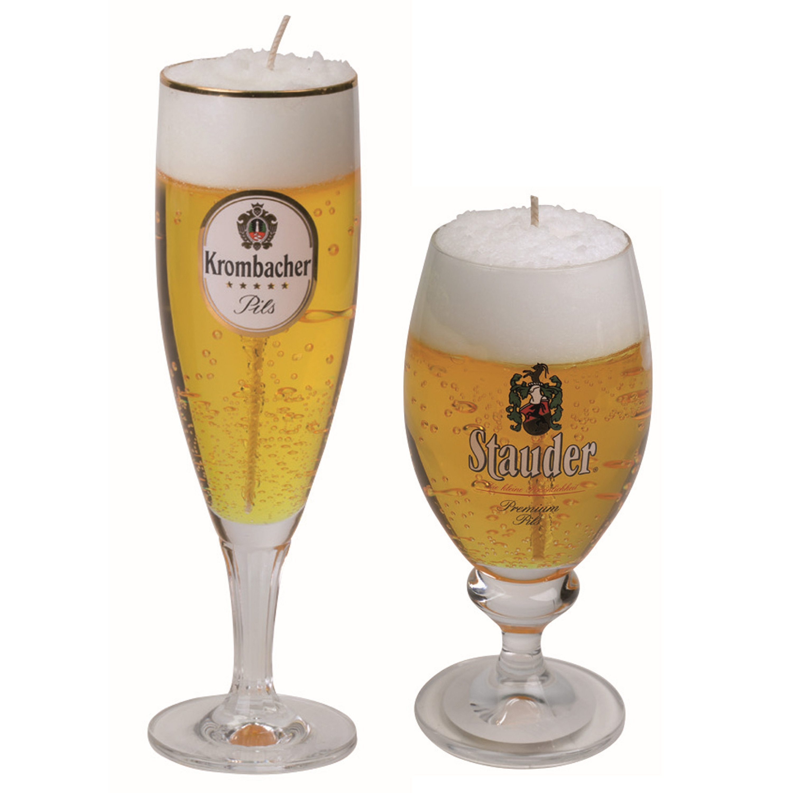 Merkloos Bierkaarsen - 2x st - Stauder en Krombacher bierglas kaarsen - bier cadeau voor mannen -