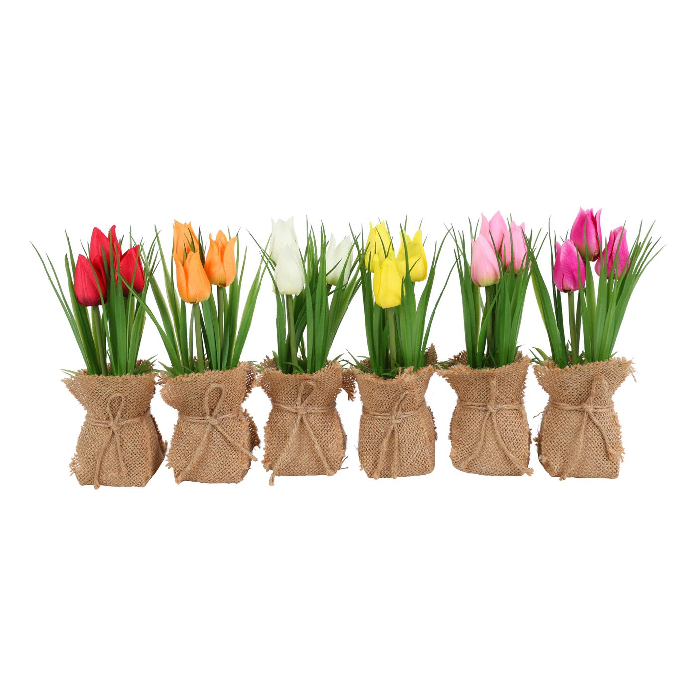 Countryfield Kunstbloem in pot Tulp veelkleurig H20cm