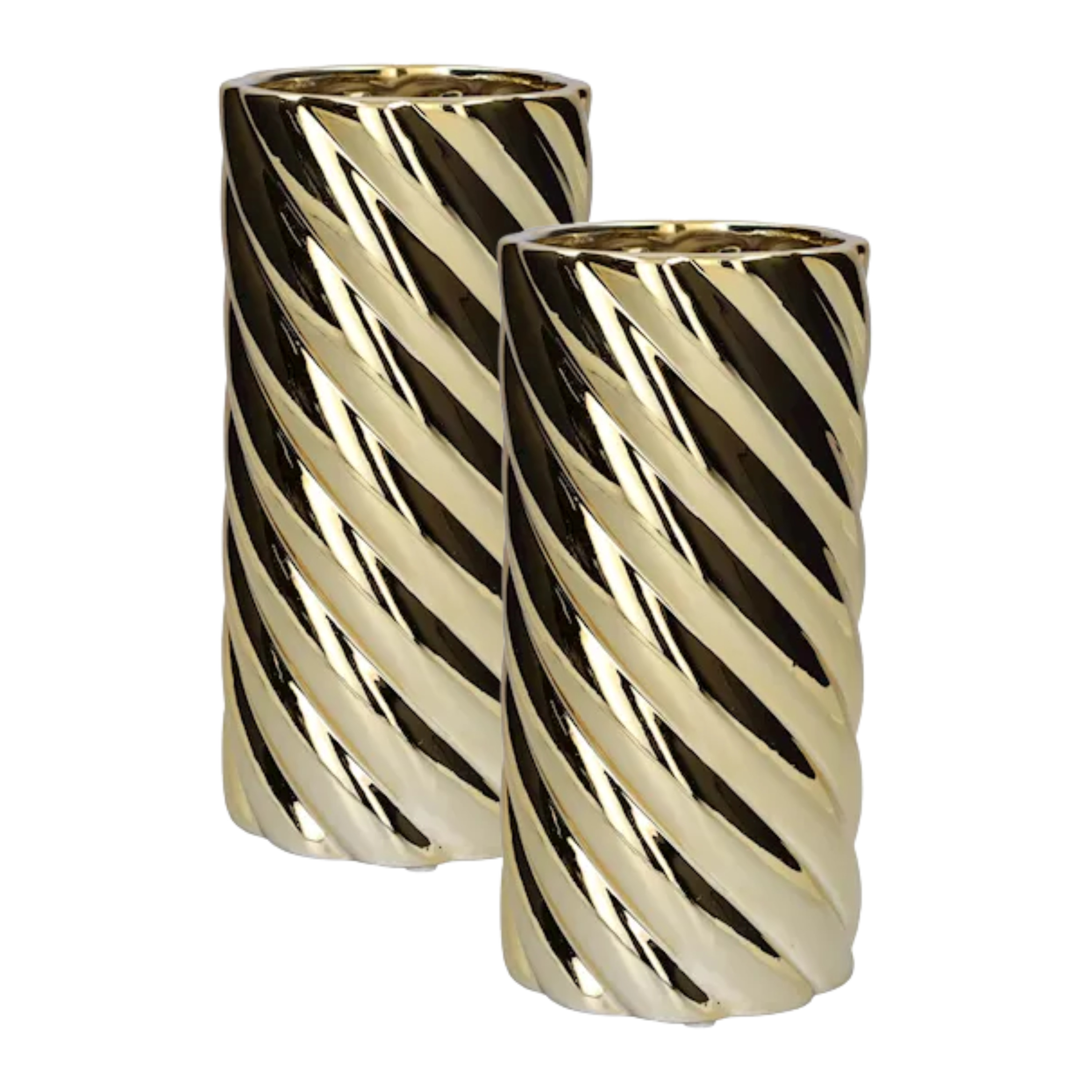 Merkloos Bloemenvaas Twirly - 2x - spekje - goud - D9 x H19 cm - decoratieve vaas - bloemen/takken -