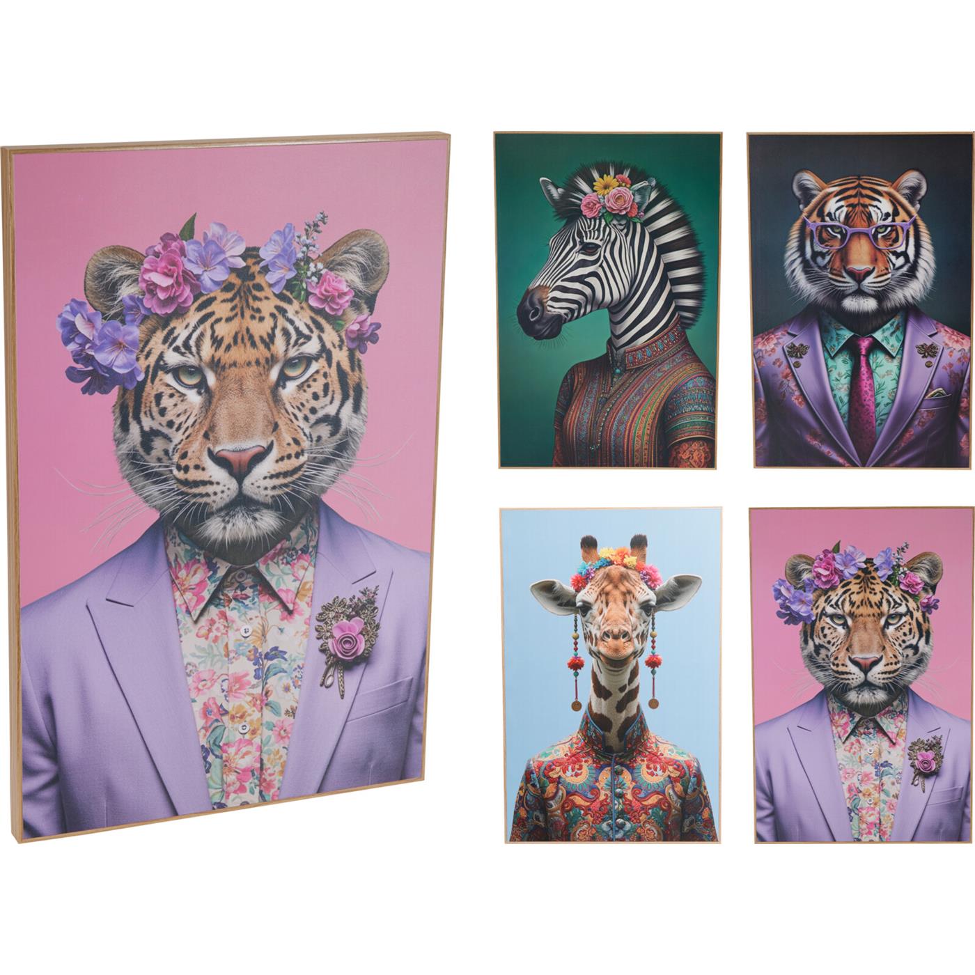 Home & Styling Wanddeco dierenhoofden met bloem 38x58cm