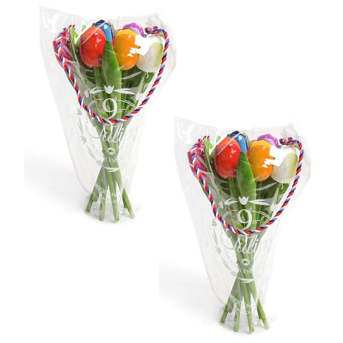 Merkloos 2x Houten tulpen decoratie boeketten cm -