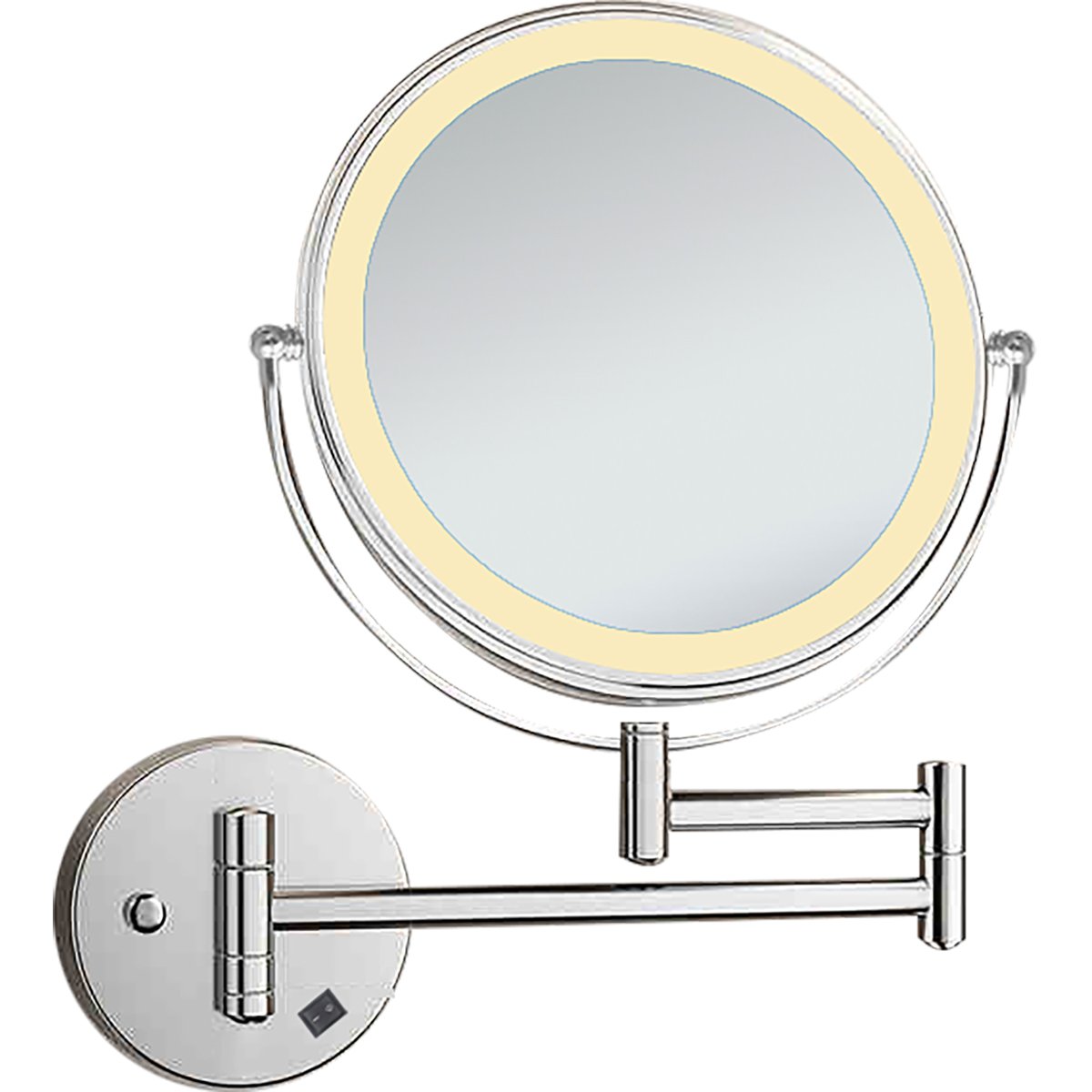 BES LED LED Make-up Spiegel - Scheerspiegel - Afimera Cosmo - Chroom - 3x Vergroting - Wandscharnier - Aan/Uit Schakelaar - Ø20cm