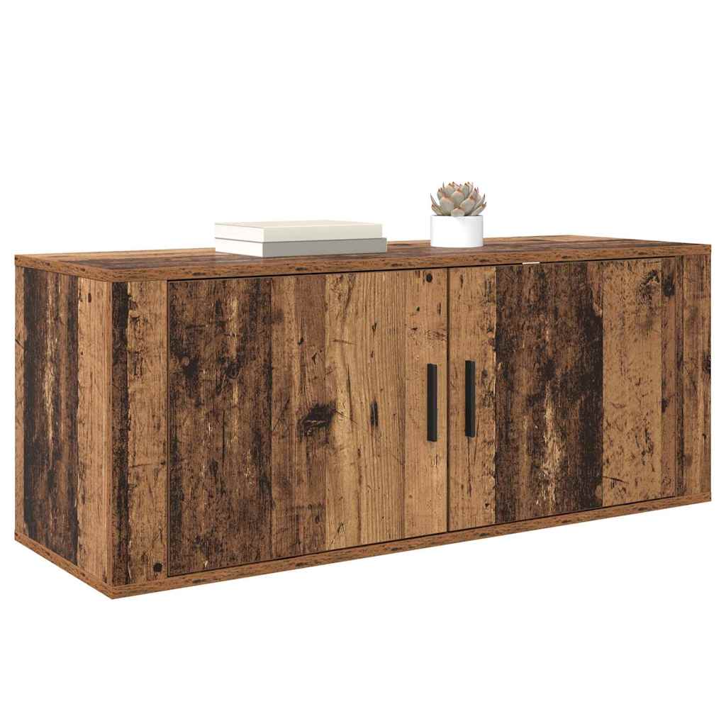 vidaXL Wandgemonteerde TV-kast Oud Hout 100 x 34,5 x 40 cm