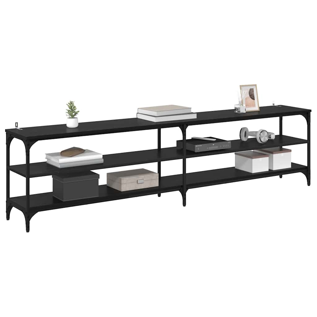 vidaXL TV-kast Zwart Eiken 200 x 30 x 50 cm Gemonteerd hout en ijzer