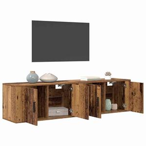 vidaXL Wandtv-kast Set 2 pcs Oud Hout 80 x 34,5 x 40 cm Bewerkt hout