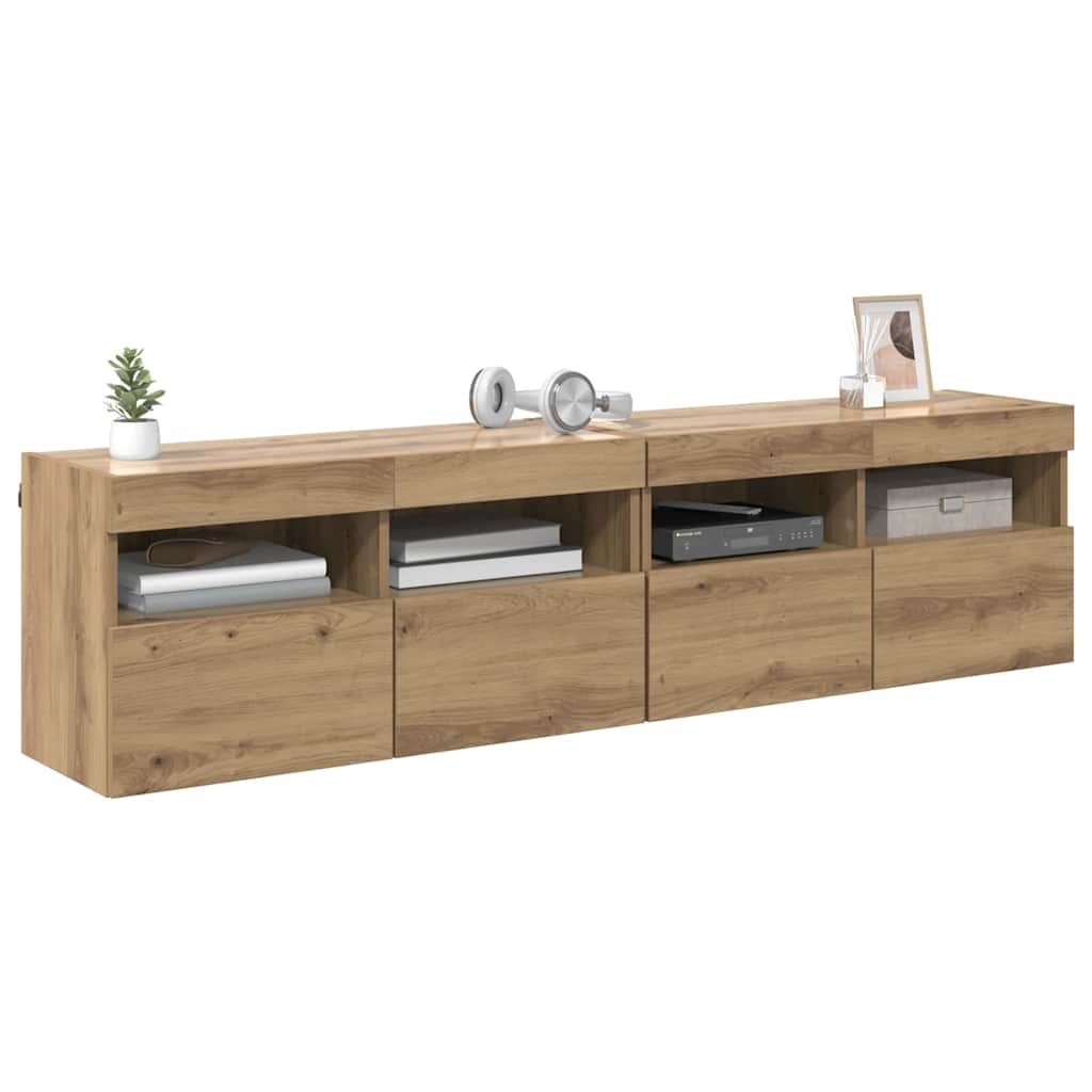 vidaXL TV Wandkasten 2 pcs Artisan Eiken 80 x 30 x 40 cm Bewerkt hout