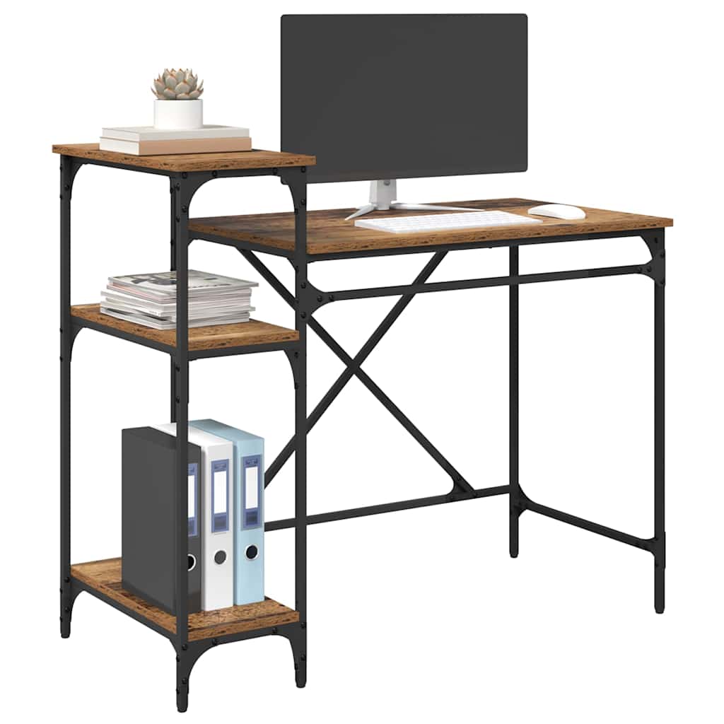 vidaXL Bureau Oud Hout 105 x 50 x 90 cm Bewerkt hout