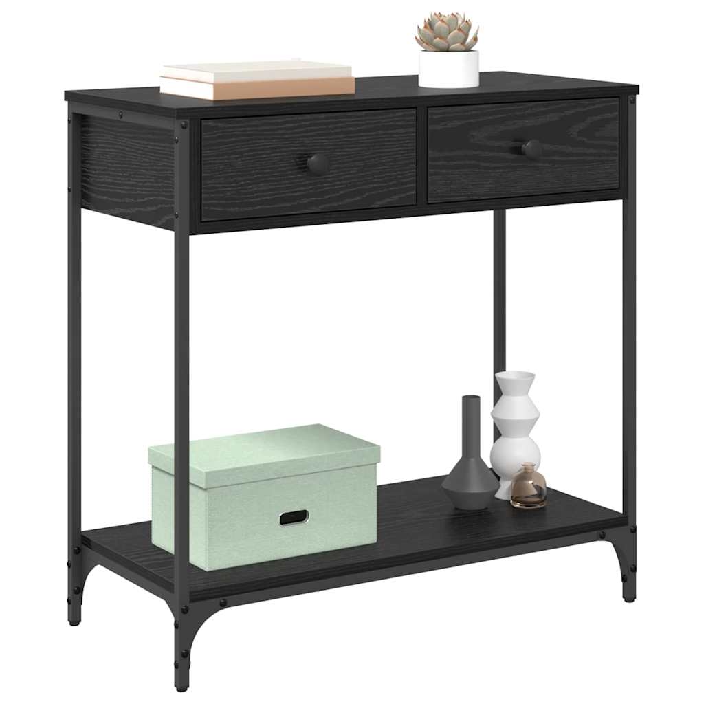 vidaXL Wandtafel met lade Zwart Eiken 75 x 34,5 x 75 cm Bewerkt hout