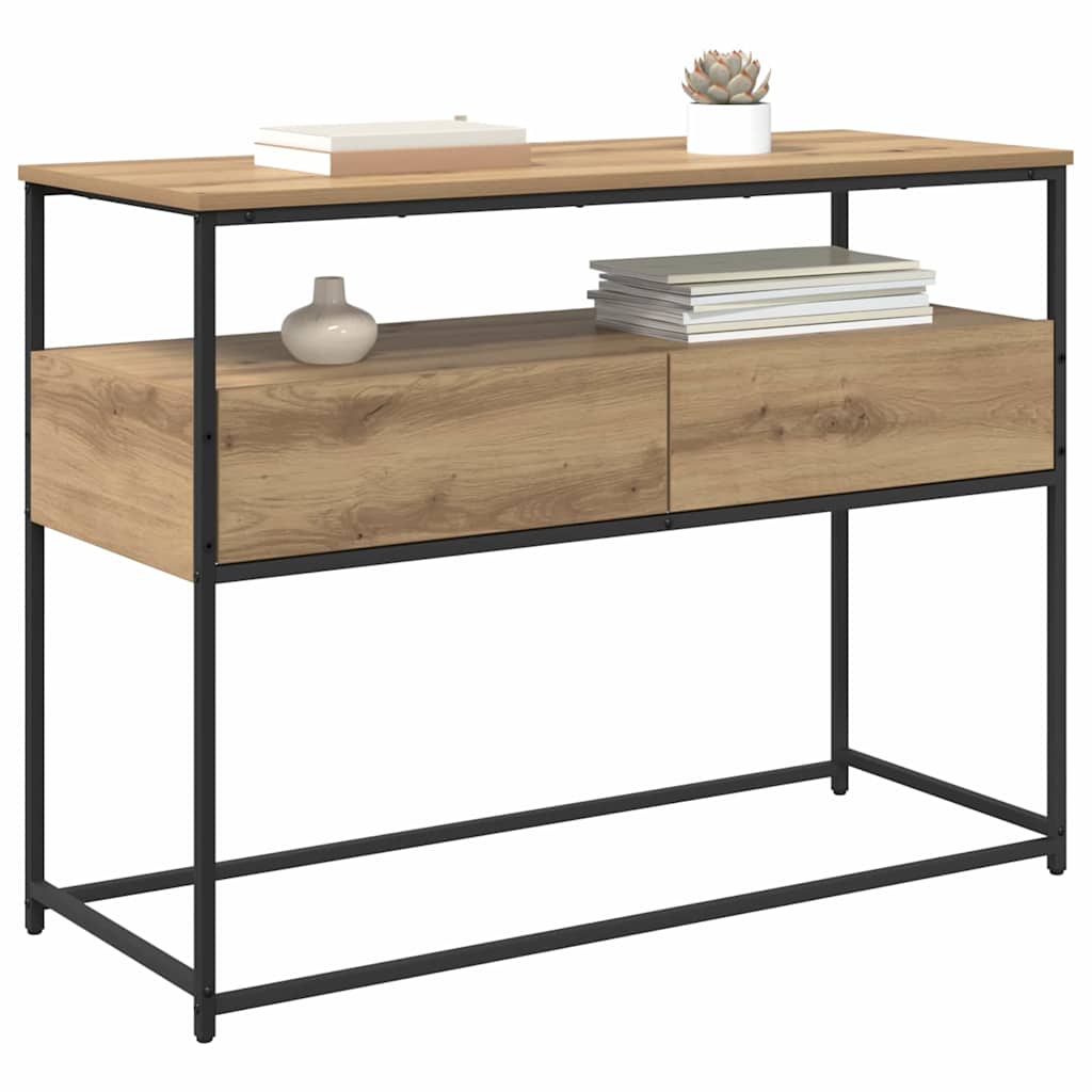 vidaXL Wandtafel Artisan Eiken 100 x 40 x 75 cm Geperst Hout en Metaal